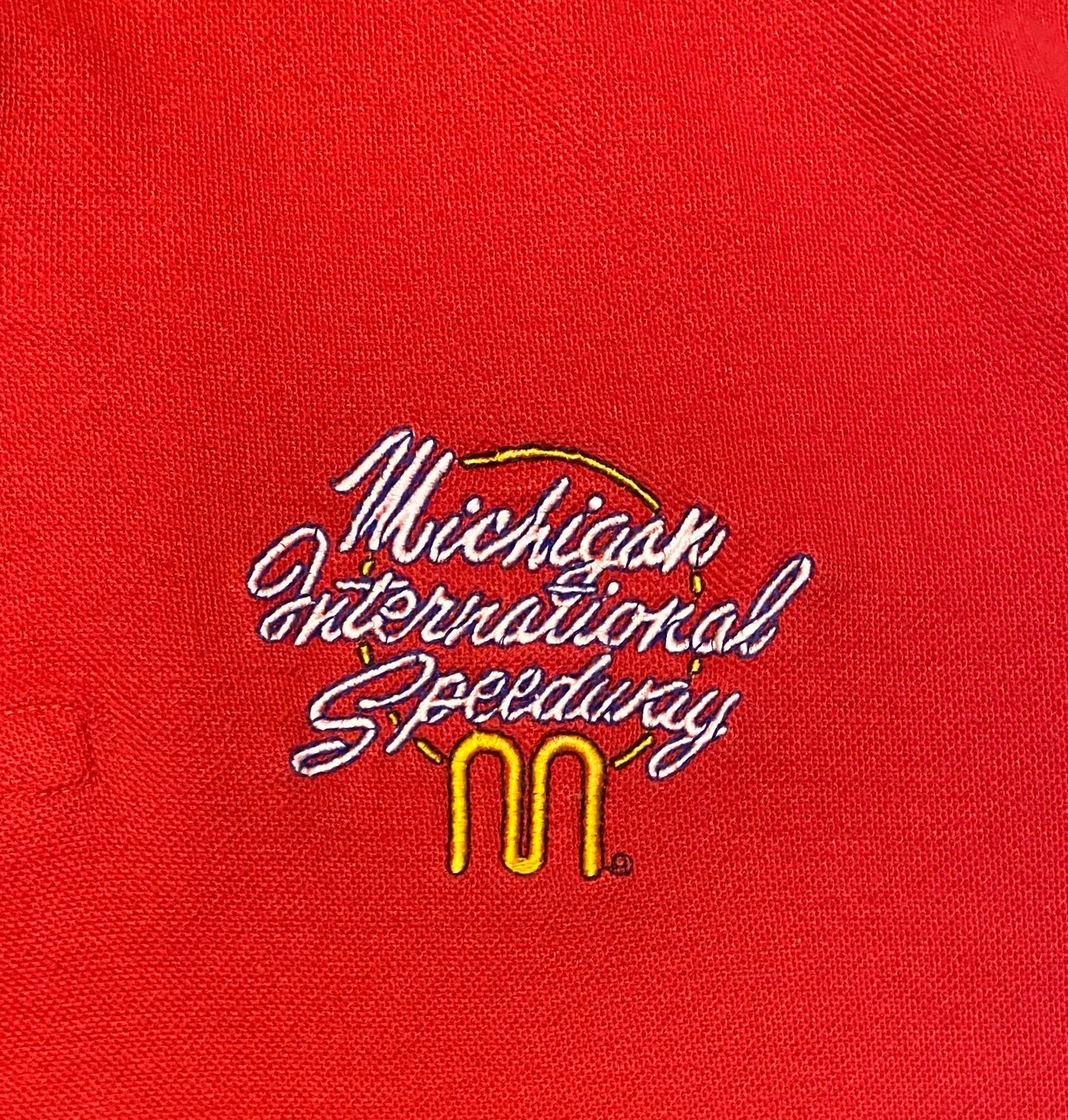 Michigan International Speedway NASCAR Racing Embroidered Graphic Tee | Size Medium | Vintage 1990s Red T-Shirt | Free Shipping to America |
