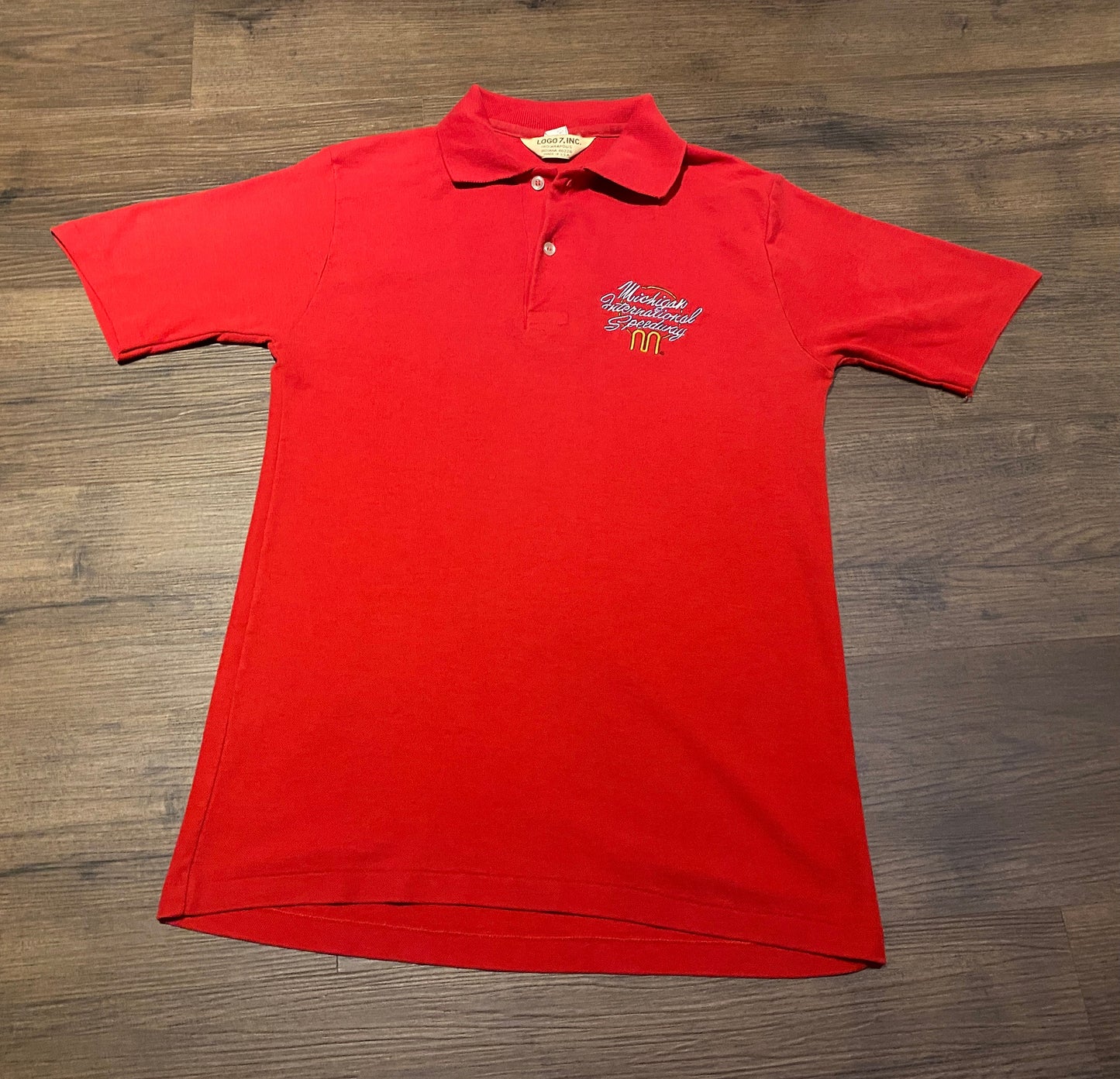 Michigan International Speedway NASCAR Racing Embroidered Graphic Tee | Size Medium | Vintage 1990s Red T-Shirt | Free Shipping to America |