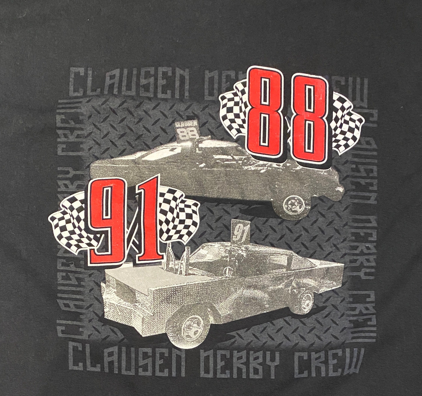 Clausen Derby Crew Racing Team Graphic Tee | Size Large | Vintage 2000s Promotional Racing Black T-Shirt |