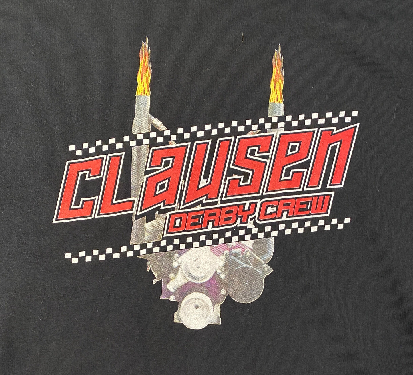 Clausen Derby Crew Racing Team Graphic Tee | Size Large | Vintage 2000s Promotional Racing Black T-Shirt |