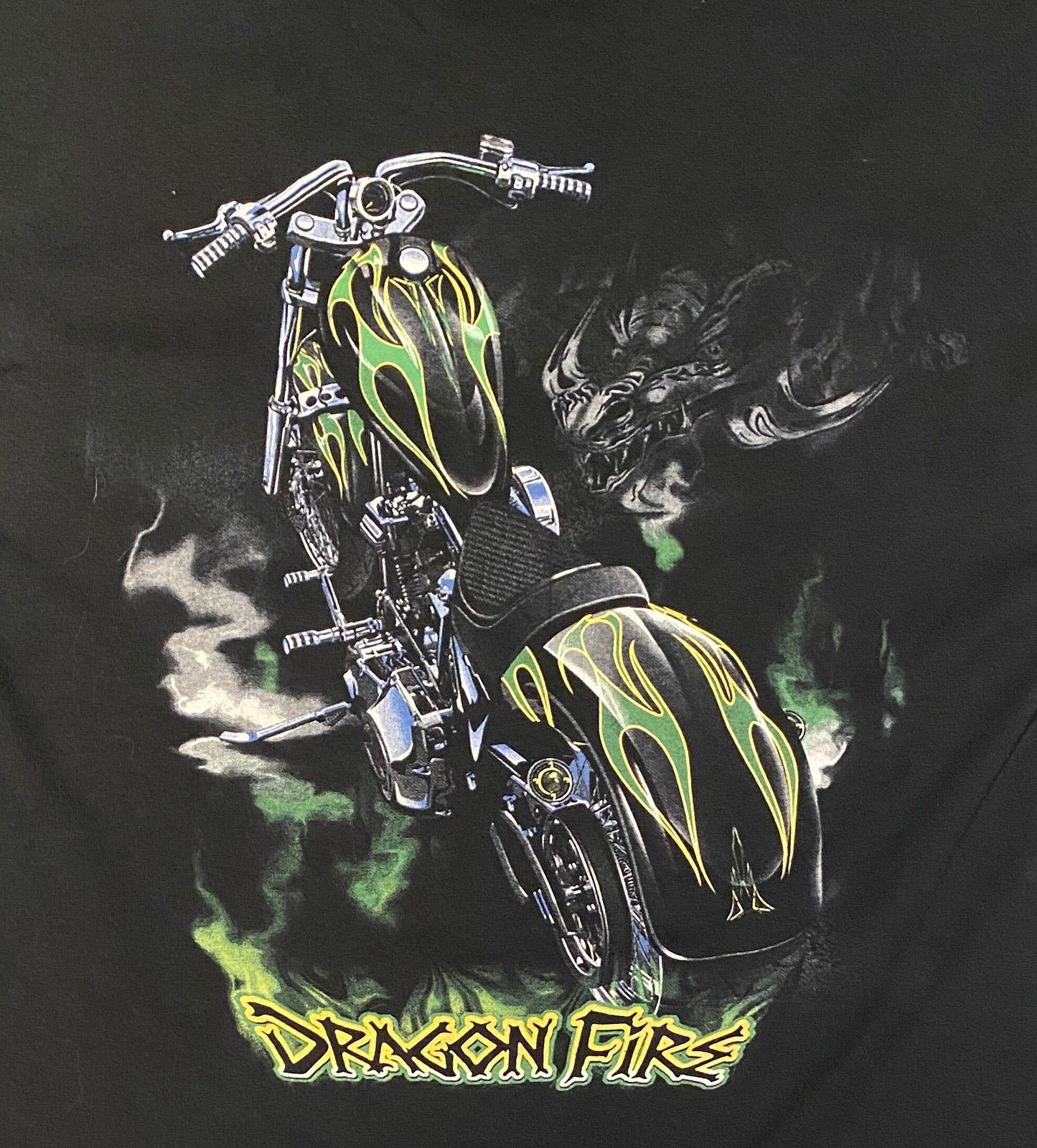 DragonFire Racing Graphic Tee | Size Large | Vintage 2000s Drag Racing Green & Black T-Shirt |