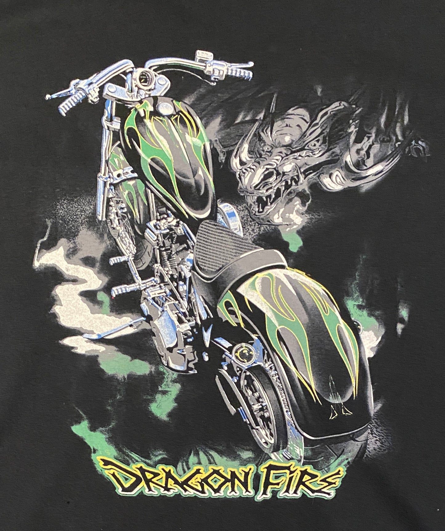 DragonFire Racing Graphic Tee | Size Large | Vintage 2000s Drag Racing Green & Black T-Shirt |
