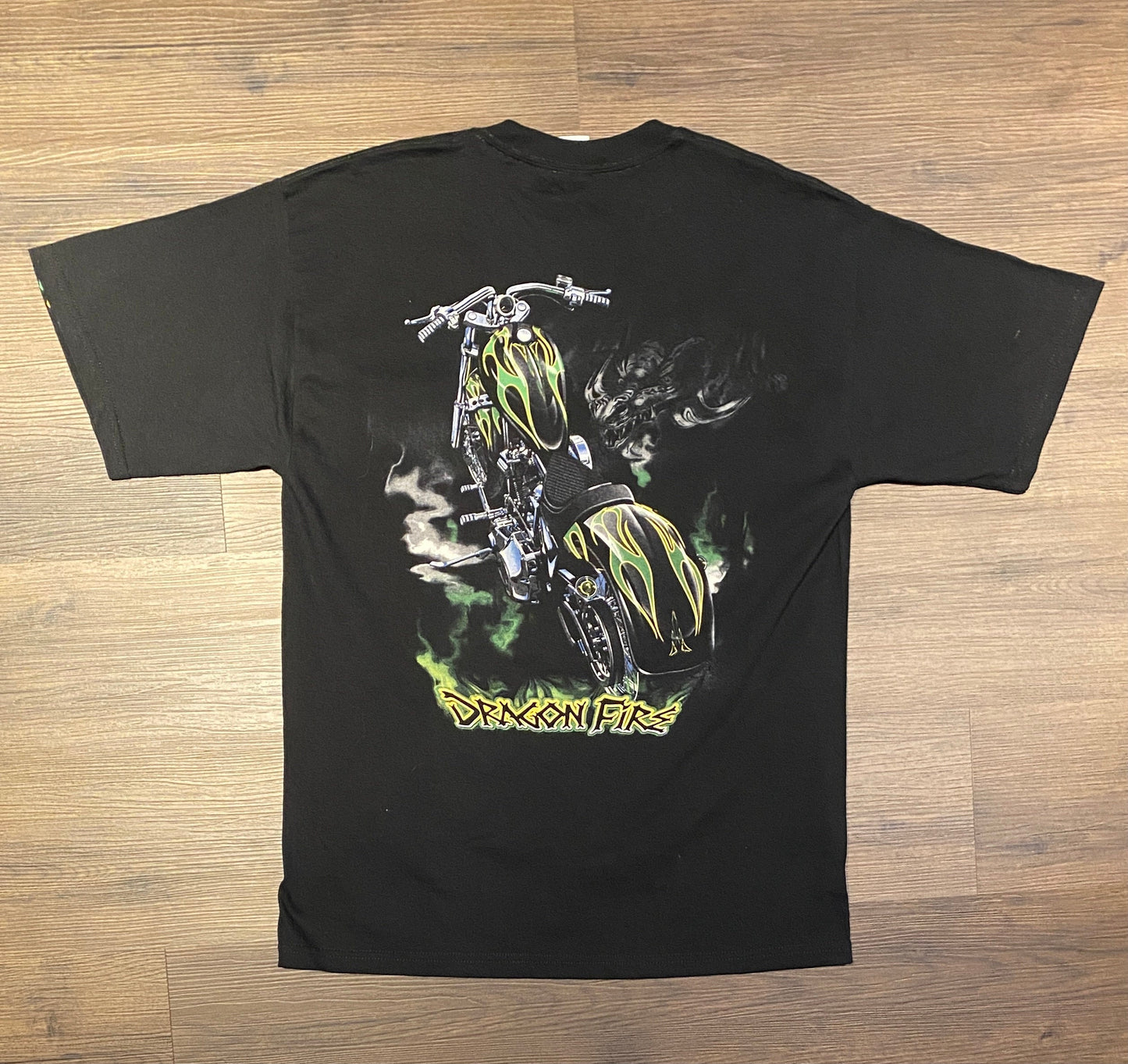 DragonFire Racing Graphic Tee | Size Large | Vintage 2000s Drag Racing Green & Black T-Shirt |