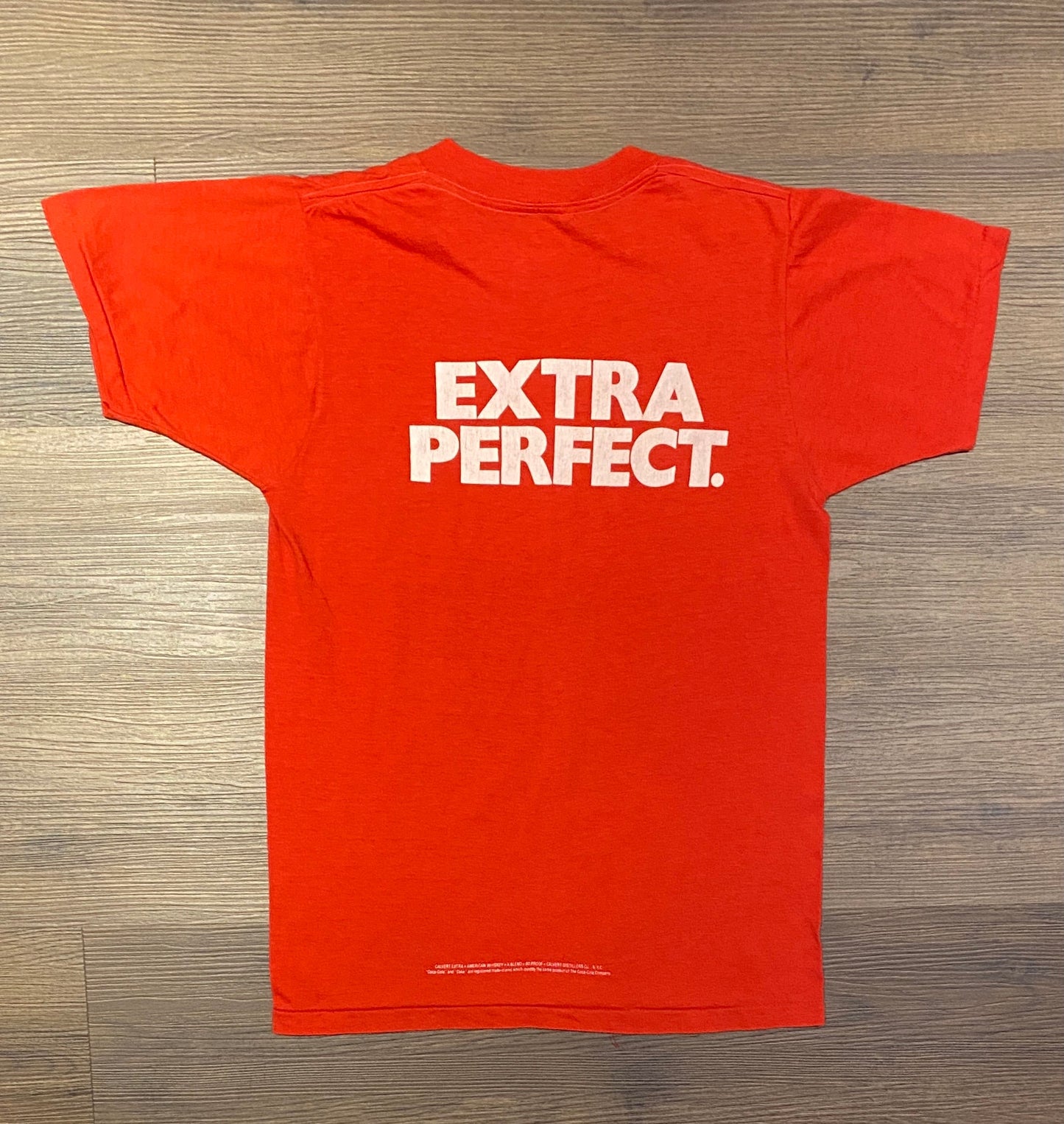 Enjoy Calvert Extra & Coke Graphic Tee | Size Small | Vintage 1990s Single Stitch Promotional Red T-Shirt | Free Shipping to USA|