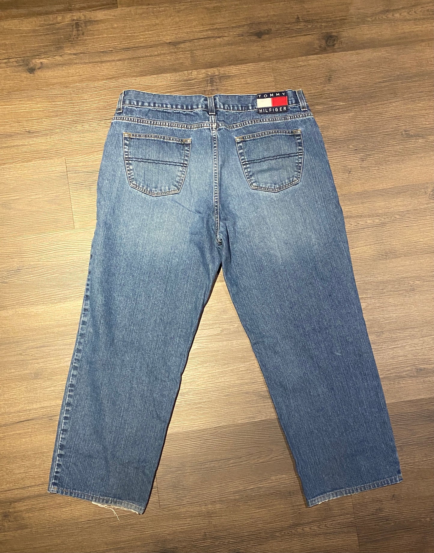 Tommy Hilfiger Blue Denim Jeans | Size 38 x 30 | Vintage 2000s Branded Tommy Denim Blue Jeans | Straight Leg | Free Shipping to USA |
