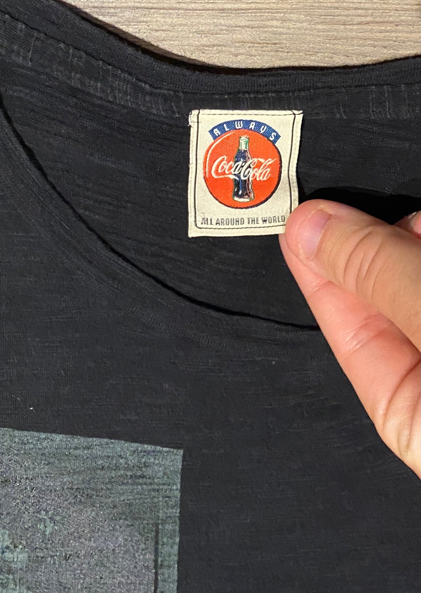 Coca-Cola Promotional Graphic Tee | Size Large | Vintage 1990s Black Promotioanl Graphic T-Shirt | Coke Adds Life | Free Shipping to USA |