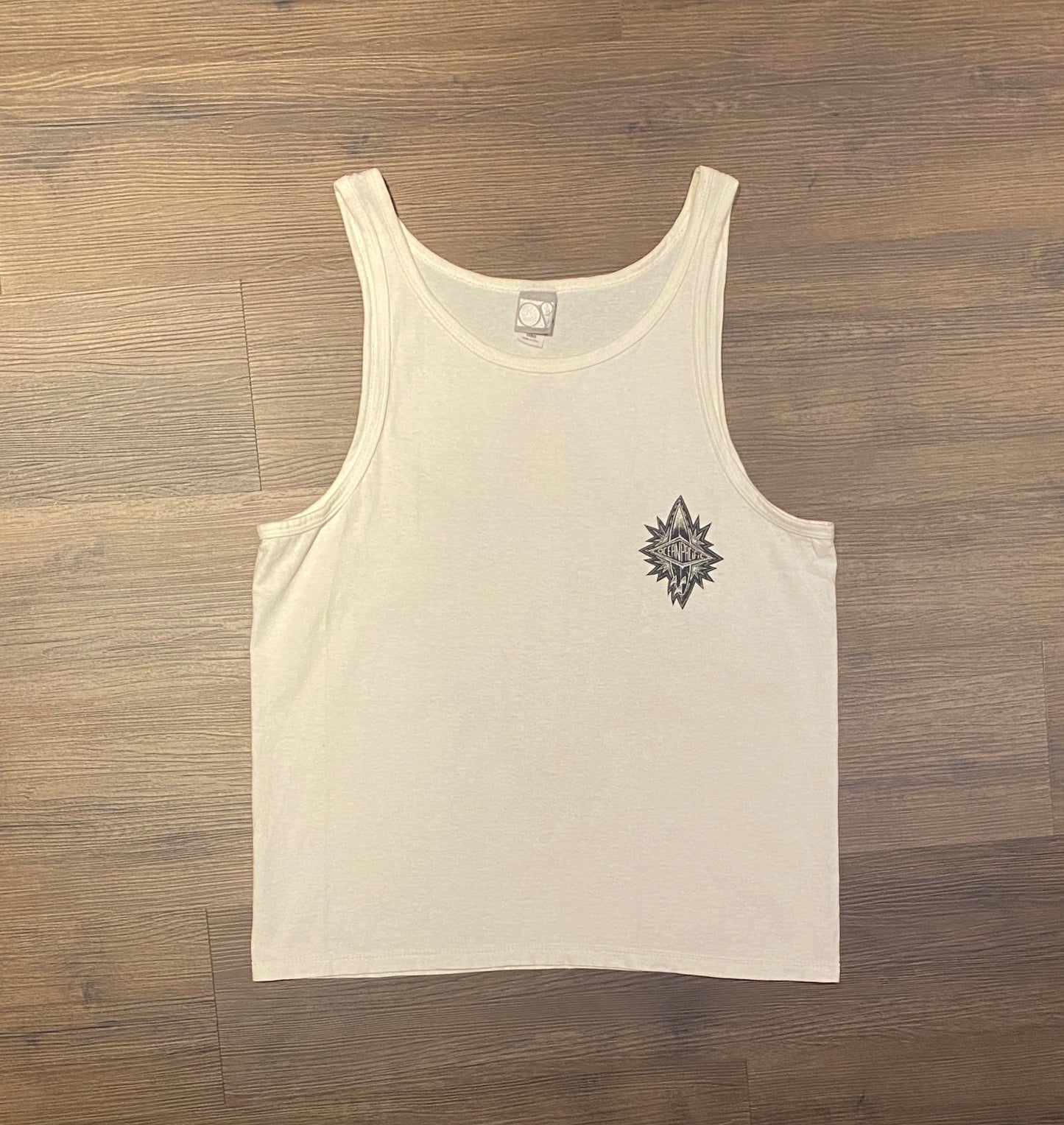 Ocean Pacific Windsurfing Sunwear Graphic Tee | Size Large | Vintage 1990s White Tank Top T-Shirt |