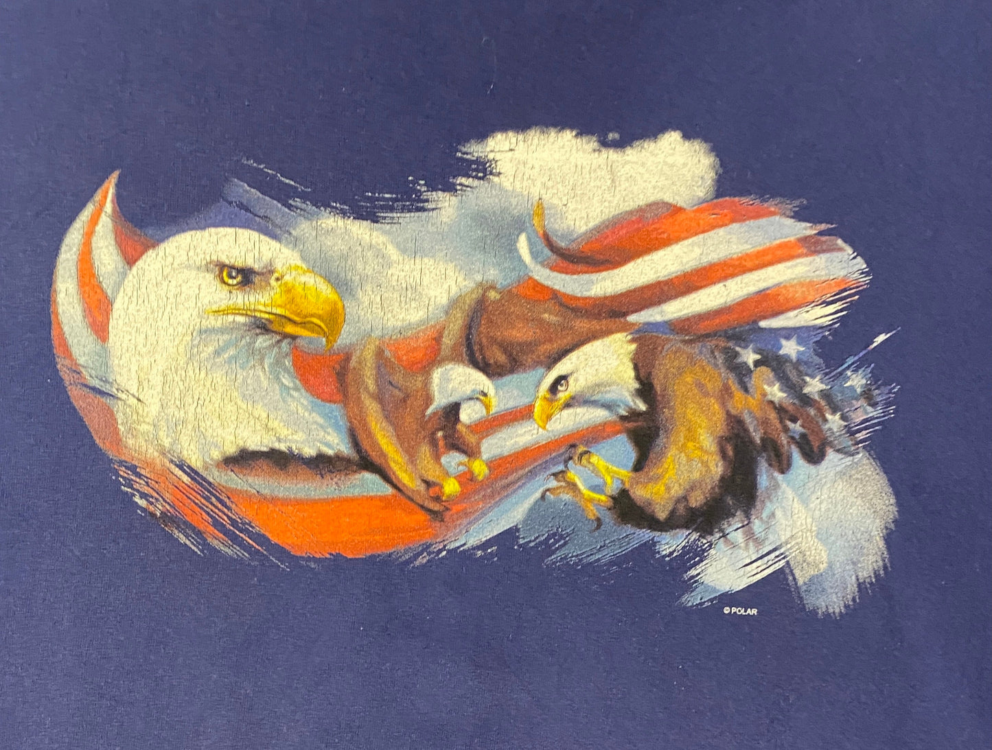 Eagles In The Sky Graphic Tee | Size Medium | Vintage 2000s Retro Animal Graphic Blue T-Shirt |