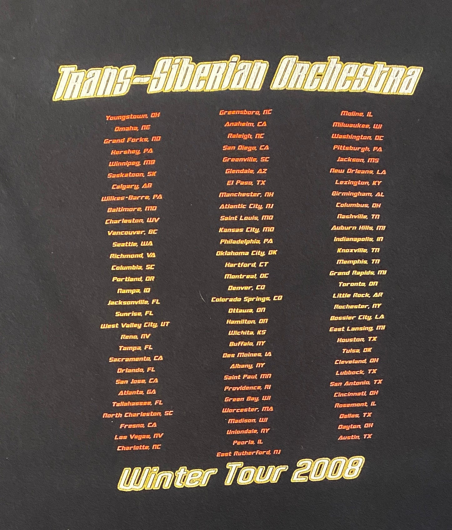 Trans-Siberian Orchestra Winter Tour 2008 Graphic Tee | Size Large | Vintage 2000s Black Metal Rock Band T-Shirt |