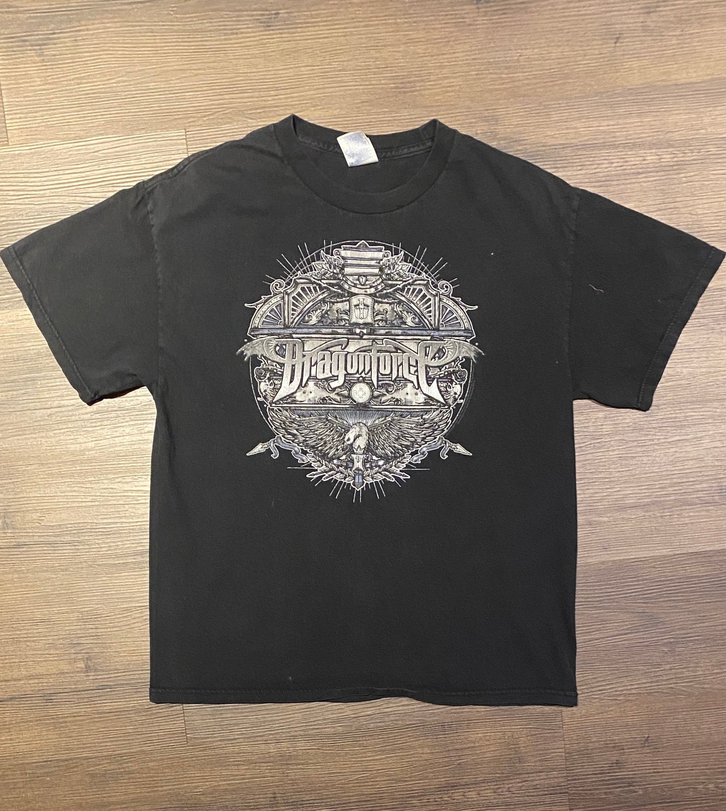 DragonForce Metal Band Graphic Tee | Size Large | Vintage 2000s Heavy Metal Band Music Black T-Shirt |