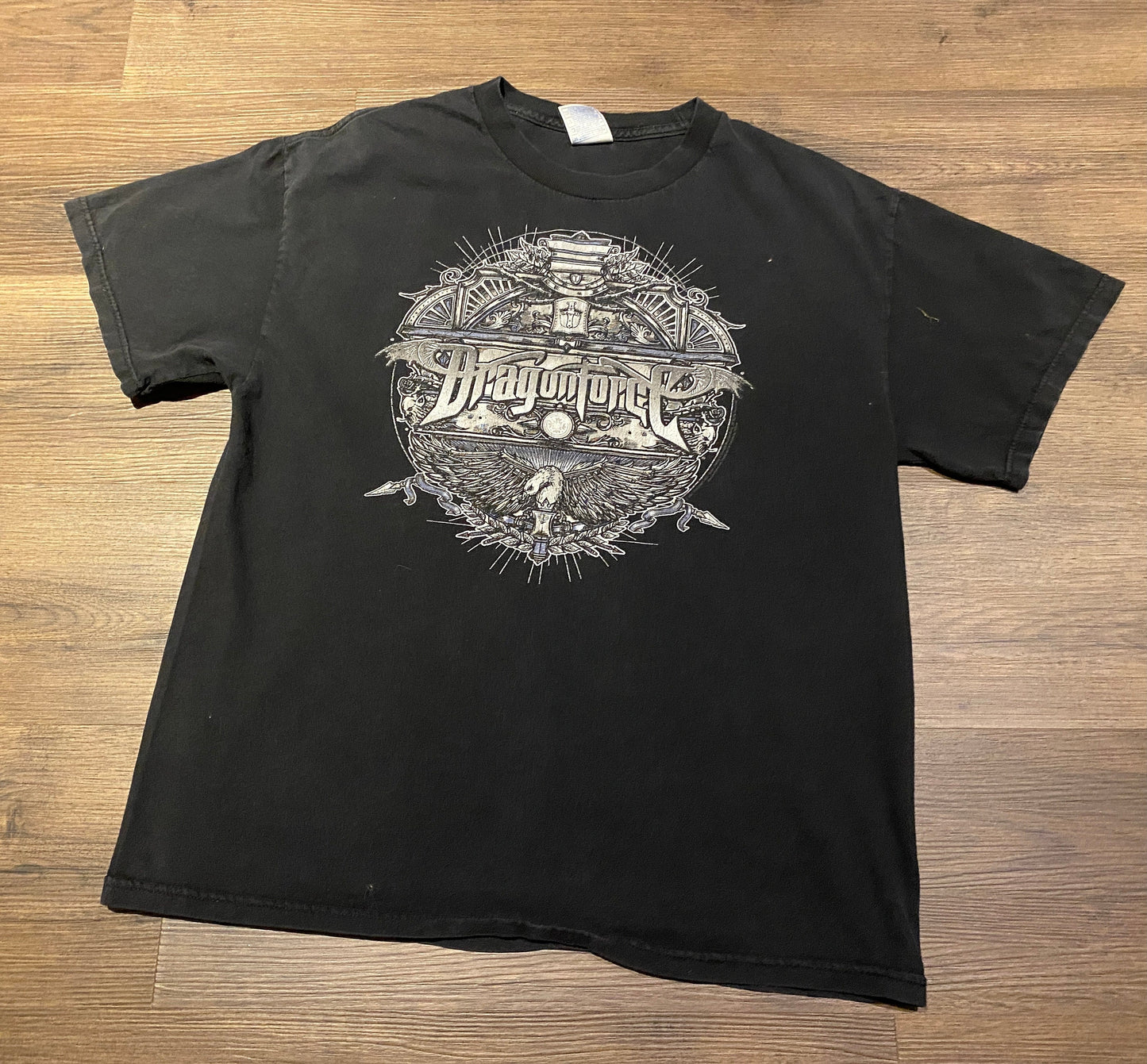 DragonForce Metal Band Graphic Tee | Size Large | Vintage 2000s Heavy Metal Band Music Black T-Shirt |