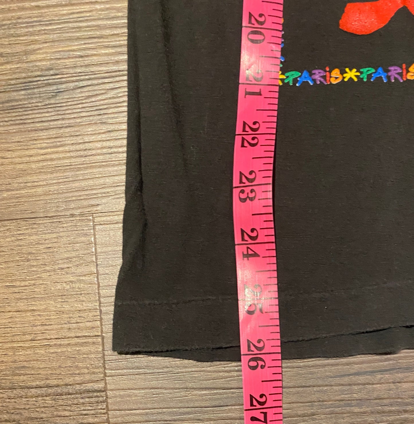 Eiffel Tower Paris Colourful Graphic Tee | Size Small | Vintage 1980s Tourist Single Stitch Black T-Shirt | Free Shipping to USA |