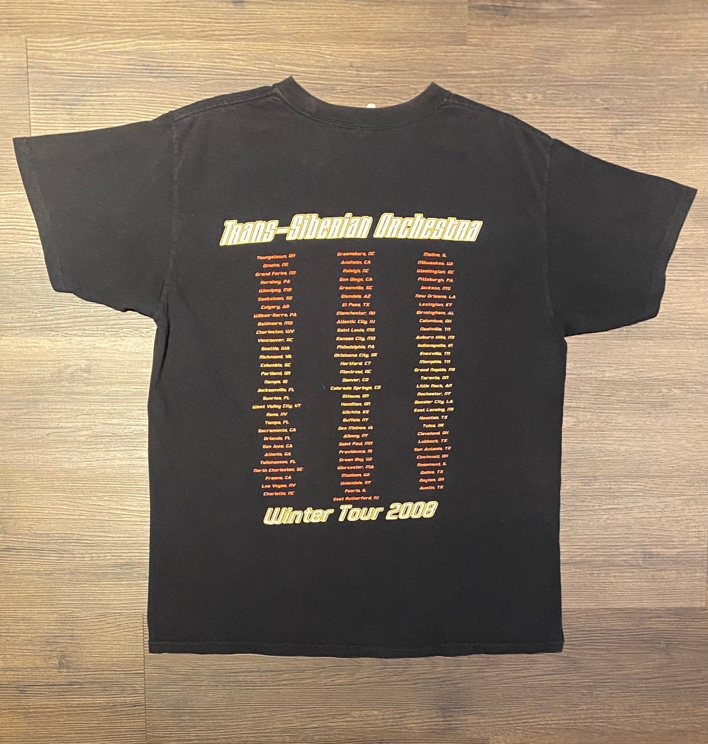 Trans-Siberian Orchestra Winter Tour 2008 Graphic Tee | Size Large | Vintage 2000s Black Metal Rock Band T-Shirt |