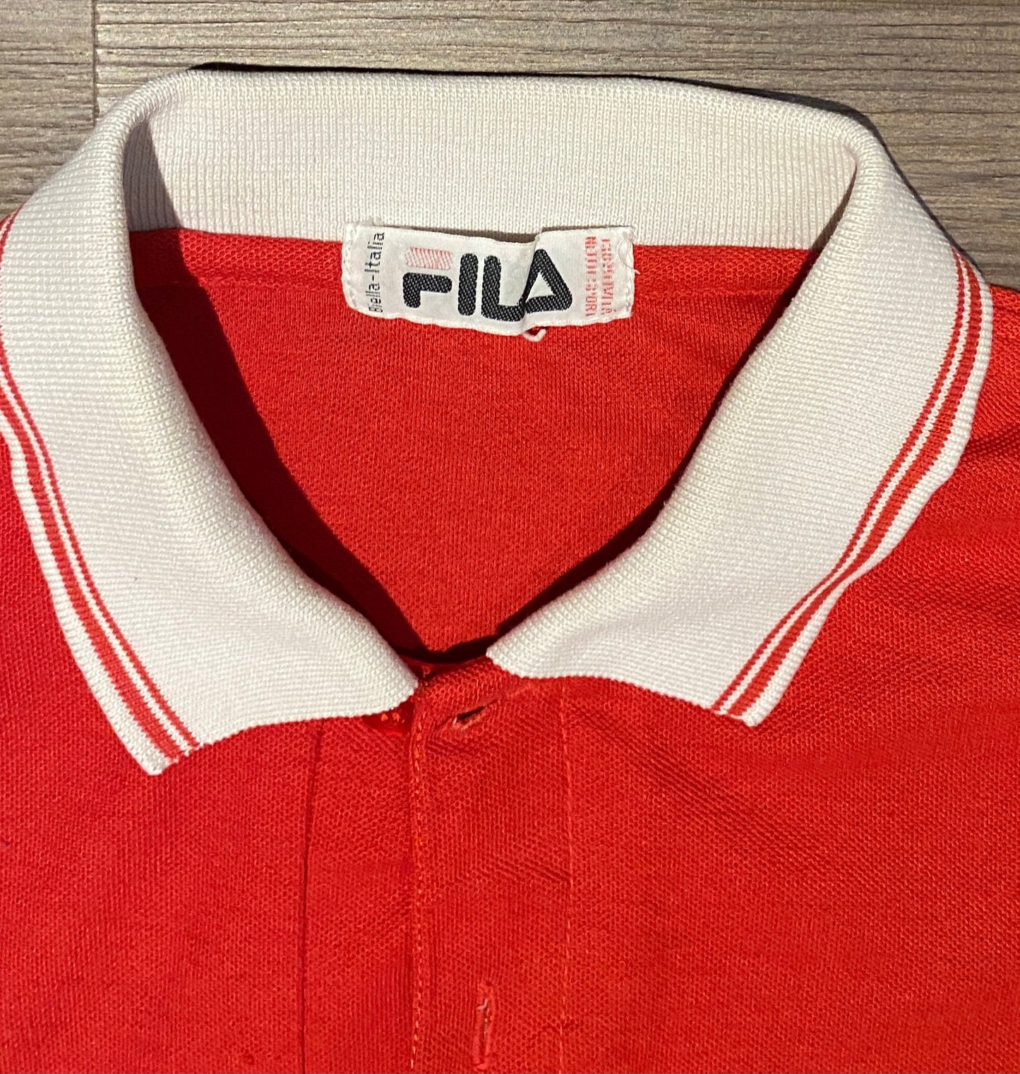 FILA Embroidered Collared Graphic Tee | Size Small | Vintage 1990s Single Stitch Red T-Shirt | Free Shipping to USA |
