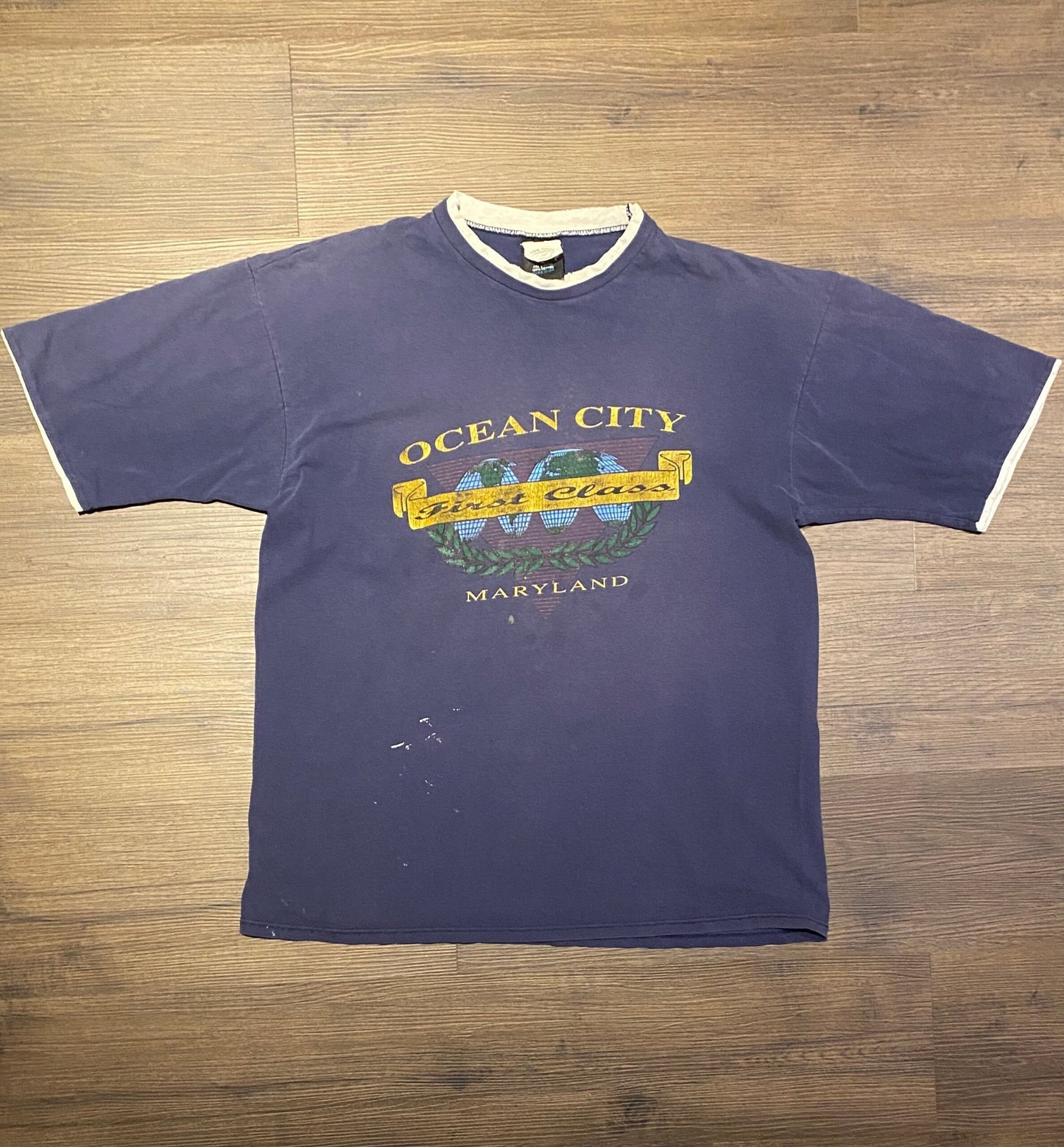 Ocean City, Maryland Graphic Tee | Size Large | Vintage 1990s Tourist Promotional Layered T-Shirt | Made in USA | Free Shipping to USA |