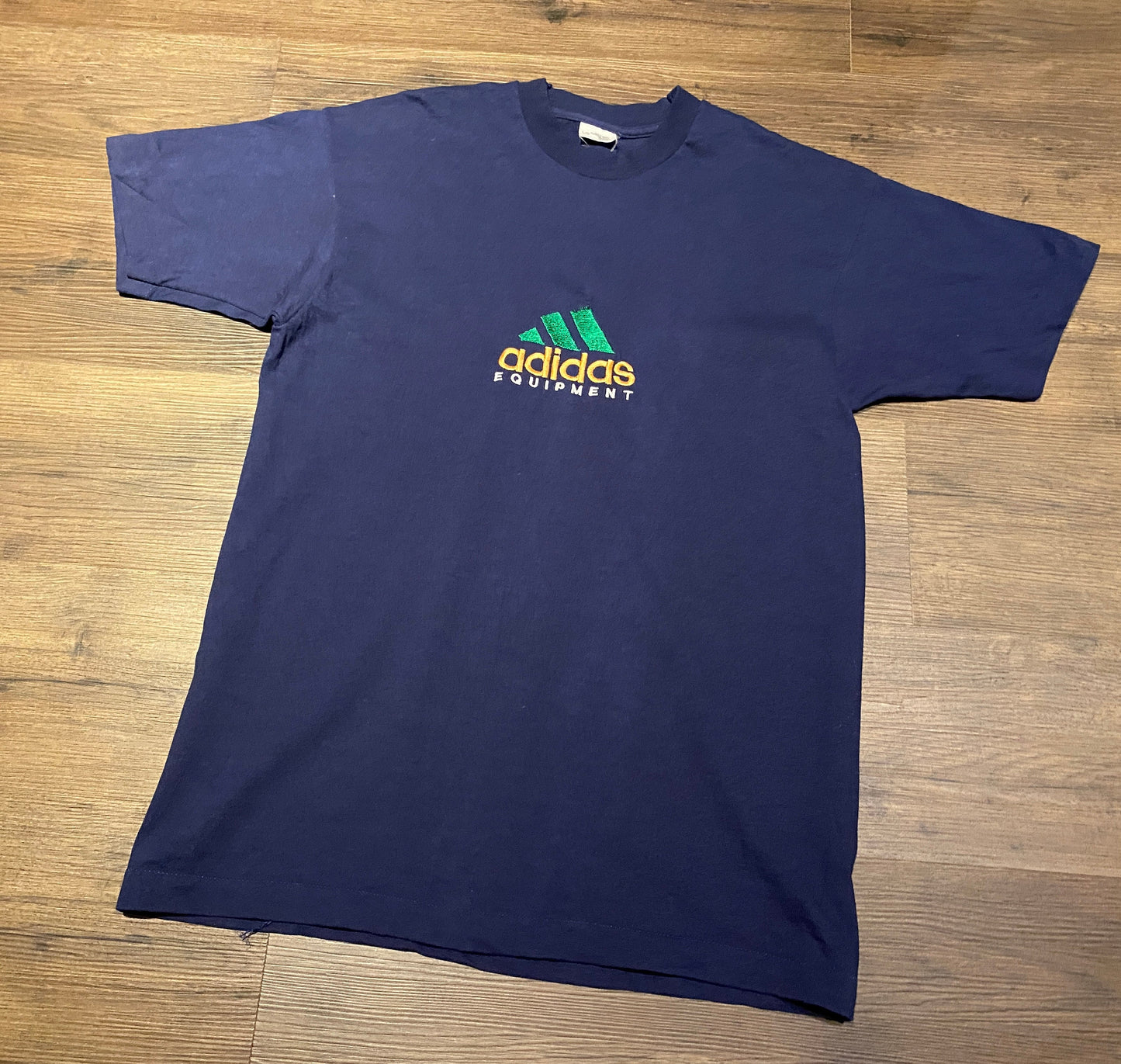 Adidas Equipment Embroidered Graphic Tee | Size Large | Vintage 1990s Retro Adidas Blue T-Shirt | Made in Canada | Free Shipping to USA |