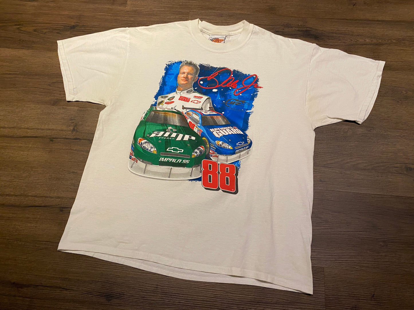 Dale Earnhardt Jr NASCAR Racing Graphic Tee | Size X-Large | Vintage 2000s White Racing T-Shirt | Winner's Circle | Free Shipping to USA |