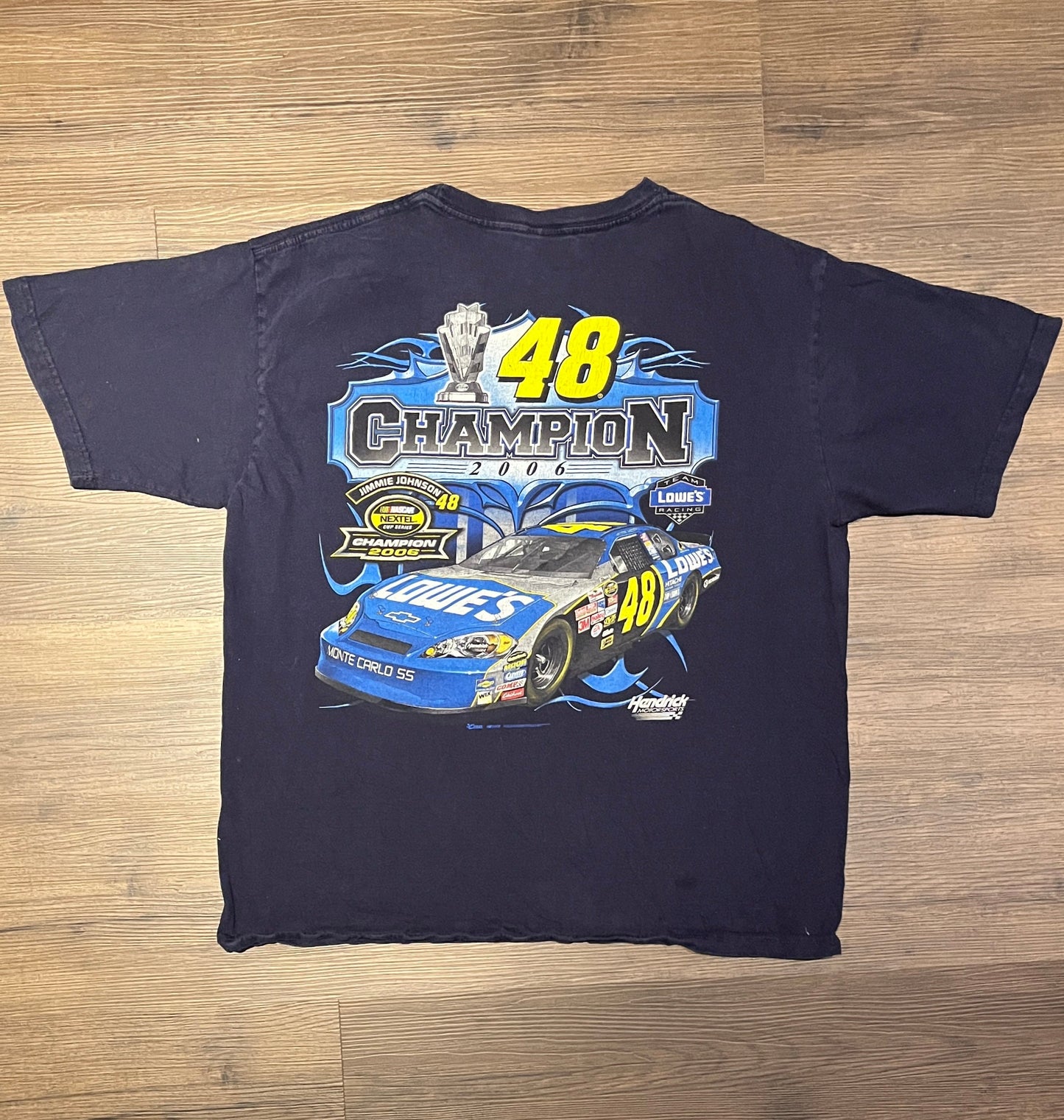 Jimmie Johnson Nextel Cup Series Champion NASCAR Racing Graphic Tee | Size Large | Vintage 2000s Blue Racing T-Shirt | Free Shipping to USA|