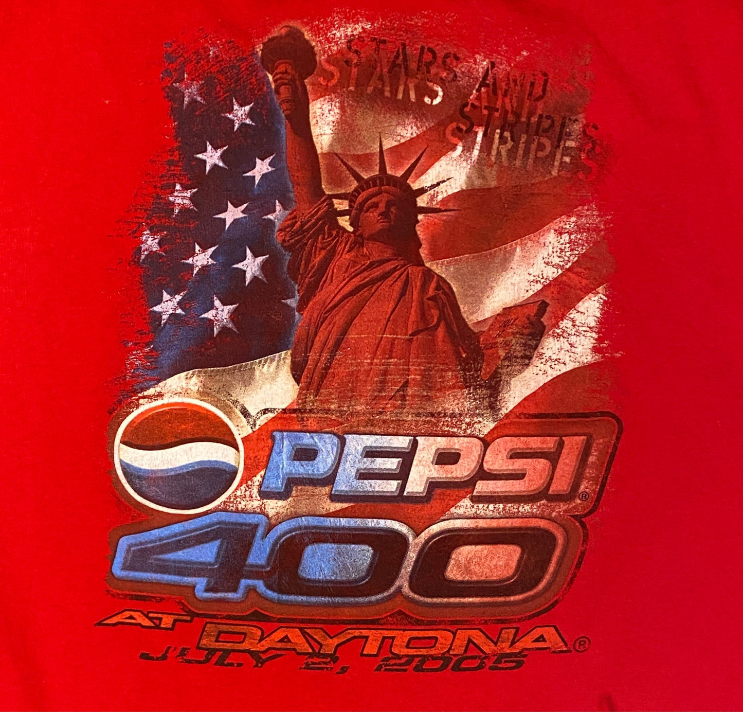 Pepsi 400 At Daytona NASCAR Racing Graphic Tee | Size XL | Vintage 2000s Disney Tagged Racing Red T-Shirt | Free Shipping to USA |