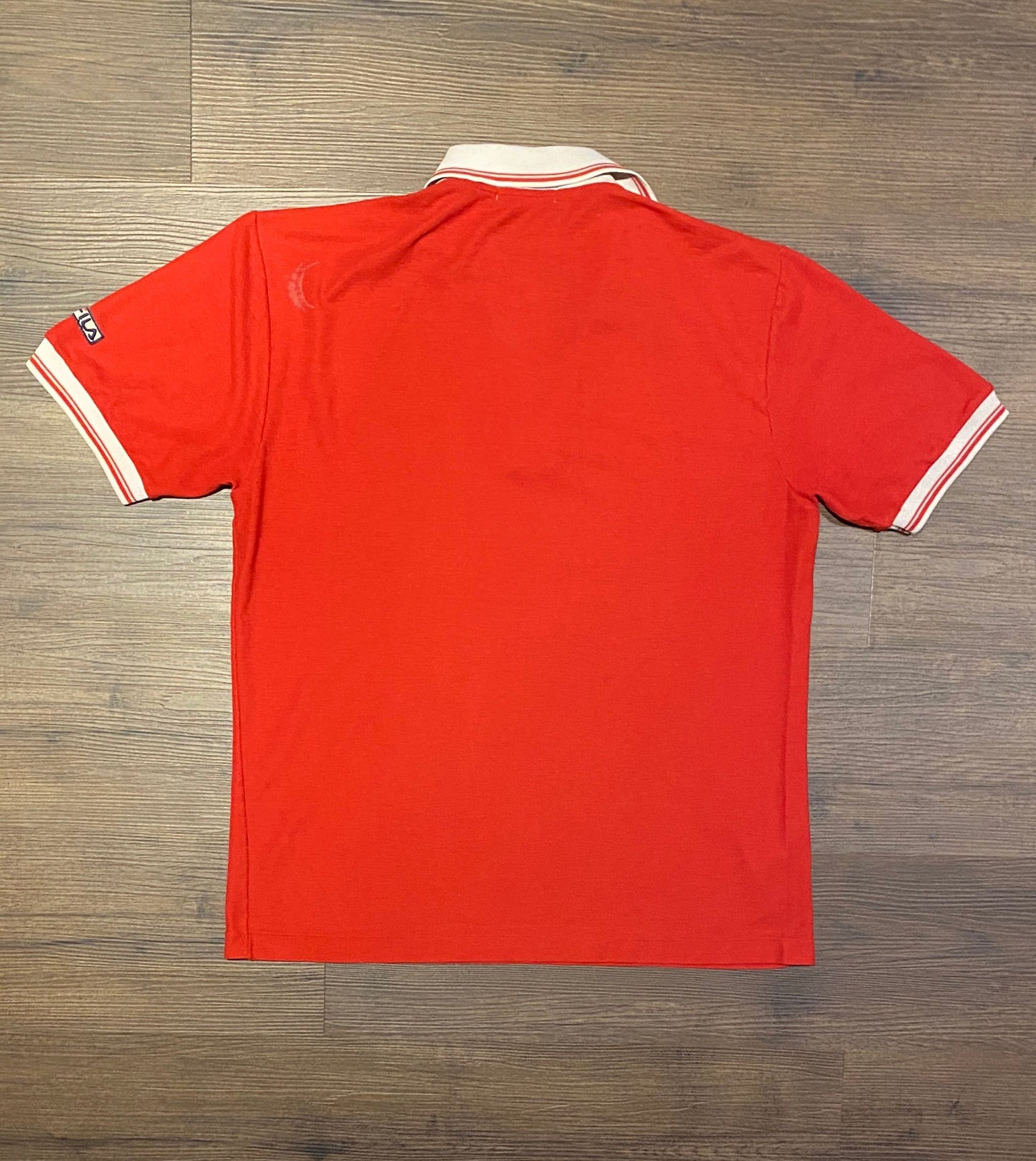 FILA Embroidered Collared Graphic Tee | Size Small | Vintage 1990s Single Stitch Red T-Shirt | Free Shipping to USA |