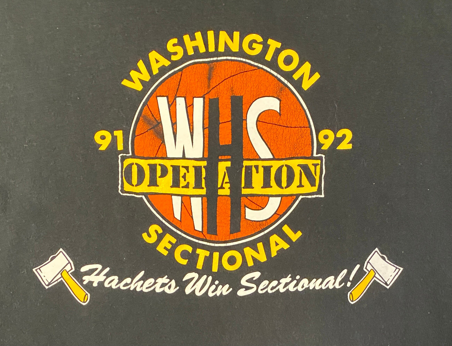 Washington High School Hachets Win Sectional Graphic Tee | Size XL | Vintage 1990s Black Single Stitch T-Shirt | Free Shipping to USA |