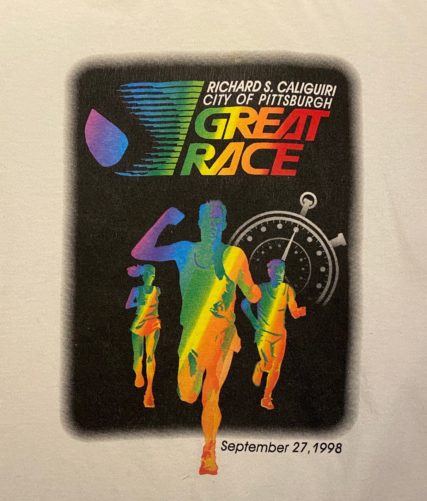 City Of Pittsburgh Great Race Graphic Tee | Size Medium | Vintage 1990s Promotional Marathon Long Sleeve T-Shirt | Free Shipping to USA |