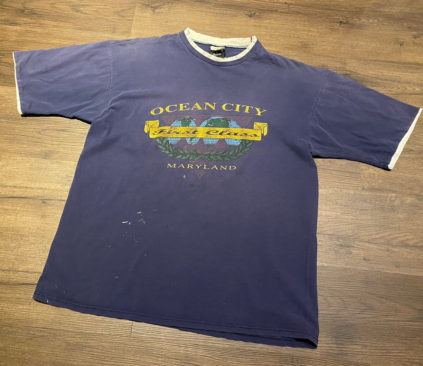 Ocean City, Maryland Graphic Tee | Size Large | Vintage 1990s Tourist Promotional Layered T-Shirt | Made in USA | Free Shipping to USA |