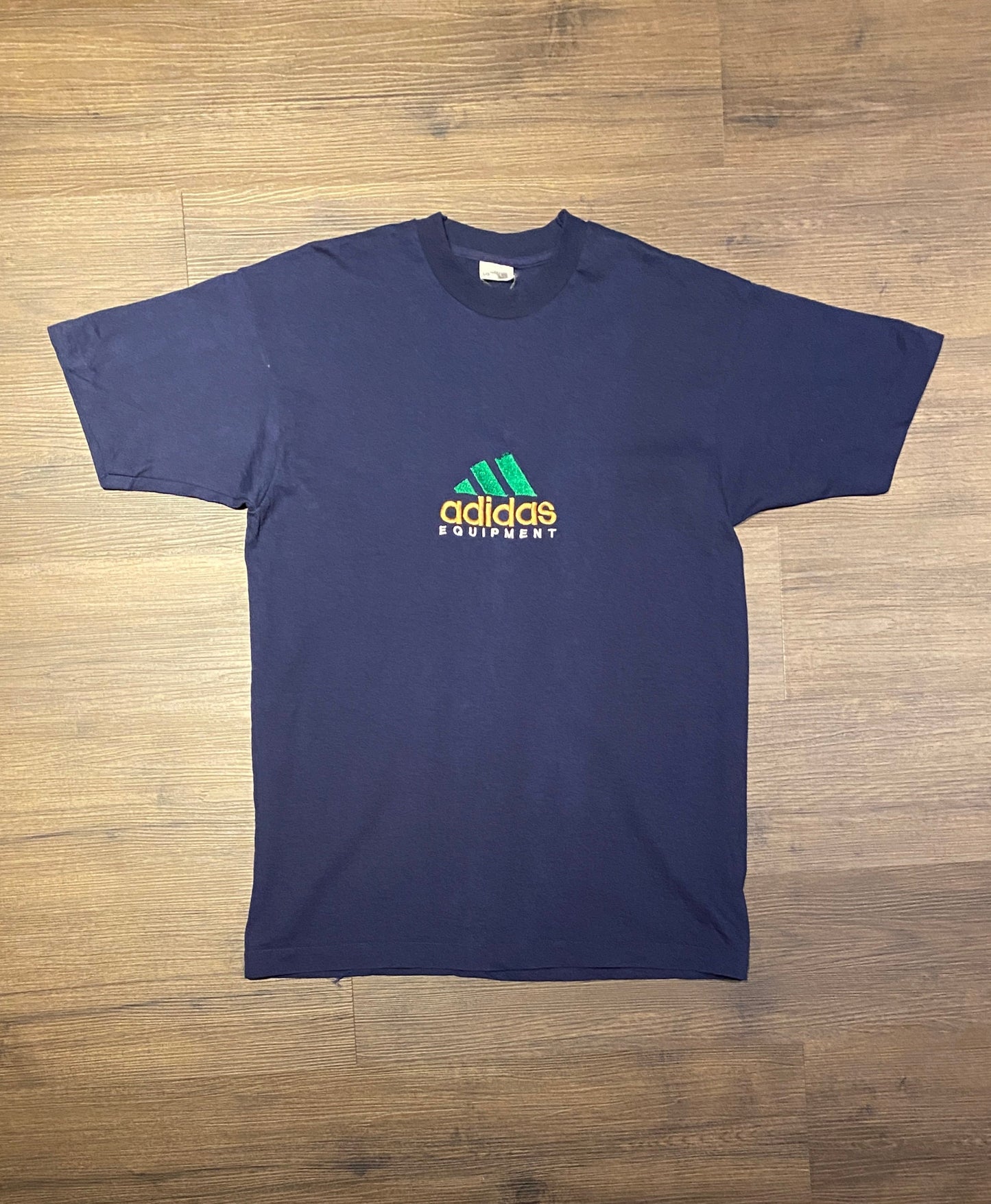 Adidas Equipment Embroidered Graphic Tee | Size Large | Vintage 1990s Retro Adidas Blue T-Shirt | Made in Canada | Free Shipping to USA |