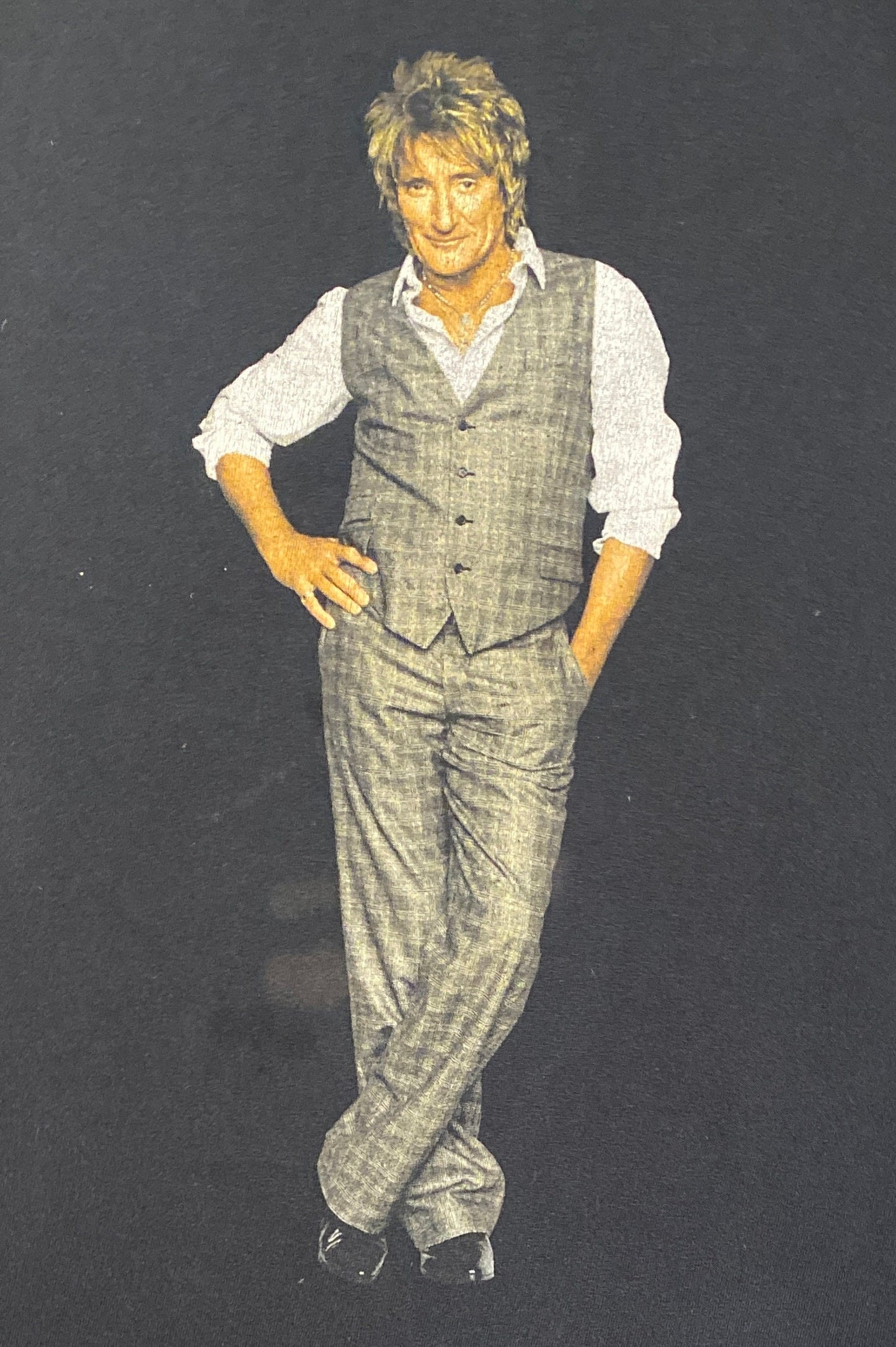 Rod Stewart Rockin' In The Round Graphic Tee | Size XL | Vintage 2000s Tour Rock Band Black T-Shirt |