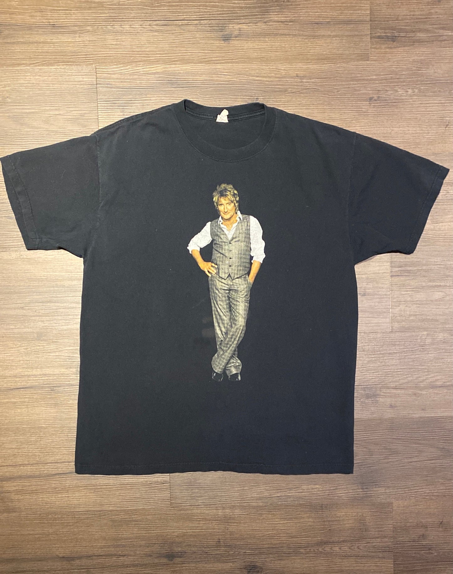 Rod Stewart Rockin' In The Round Graphic Tee | Size XL | Vintage 2000s Tour Rock Band Black T-Shirt |