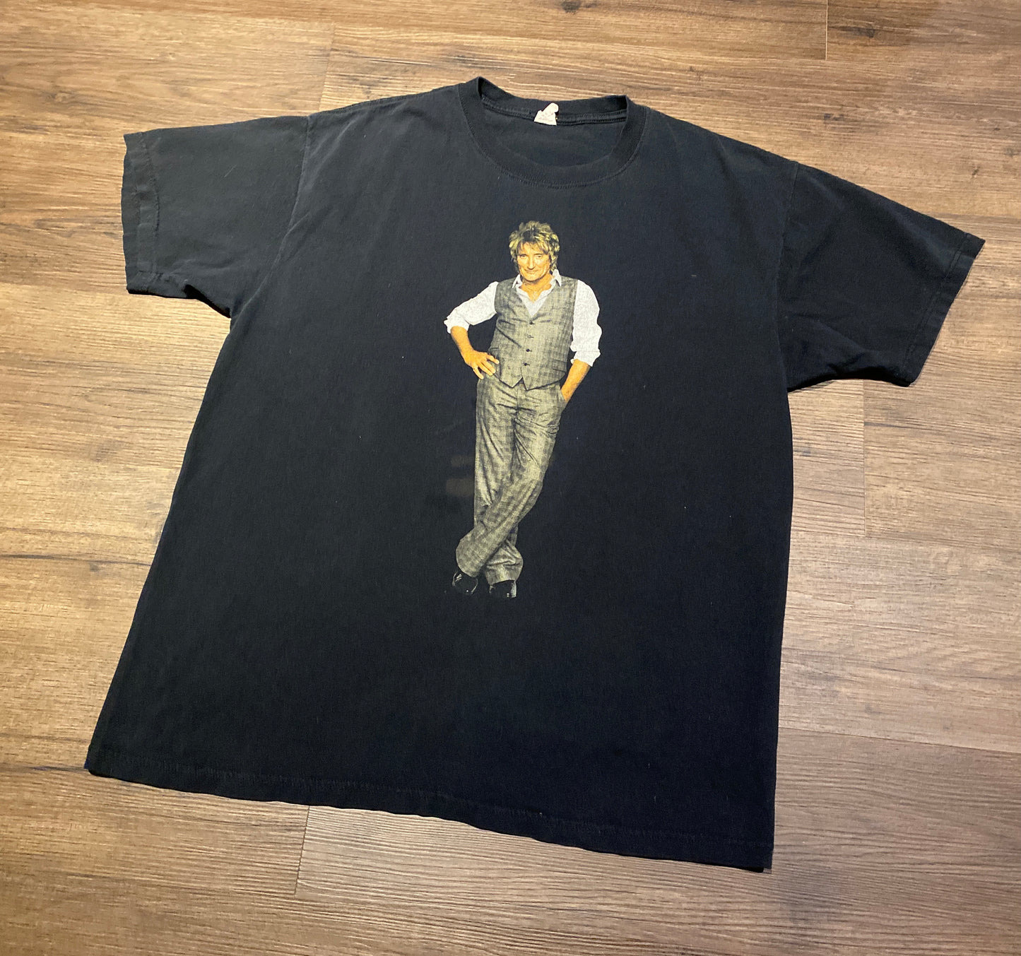 Rod Stewart Rockin' In The Round Graphic Tee | Size XL | Vintage 2000s Tour Rock Band Black T-Shirt |