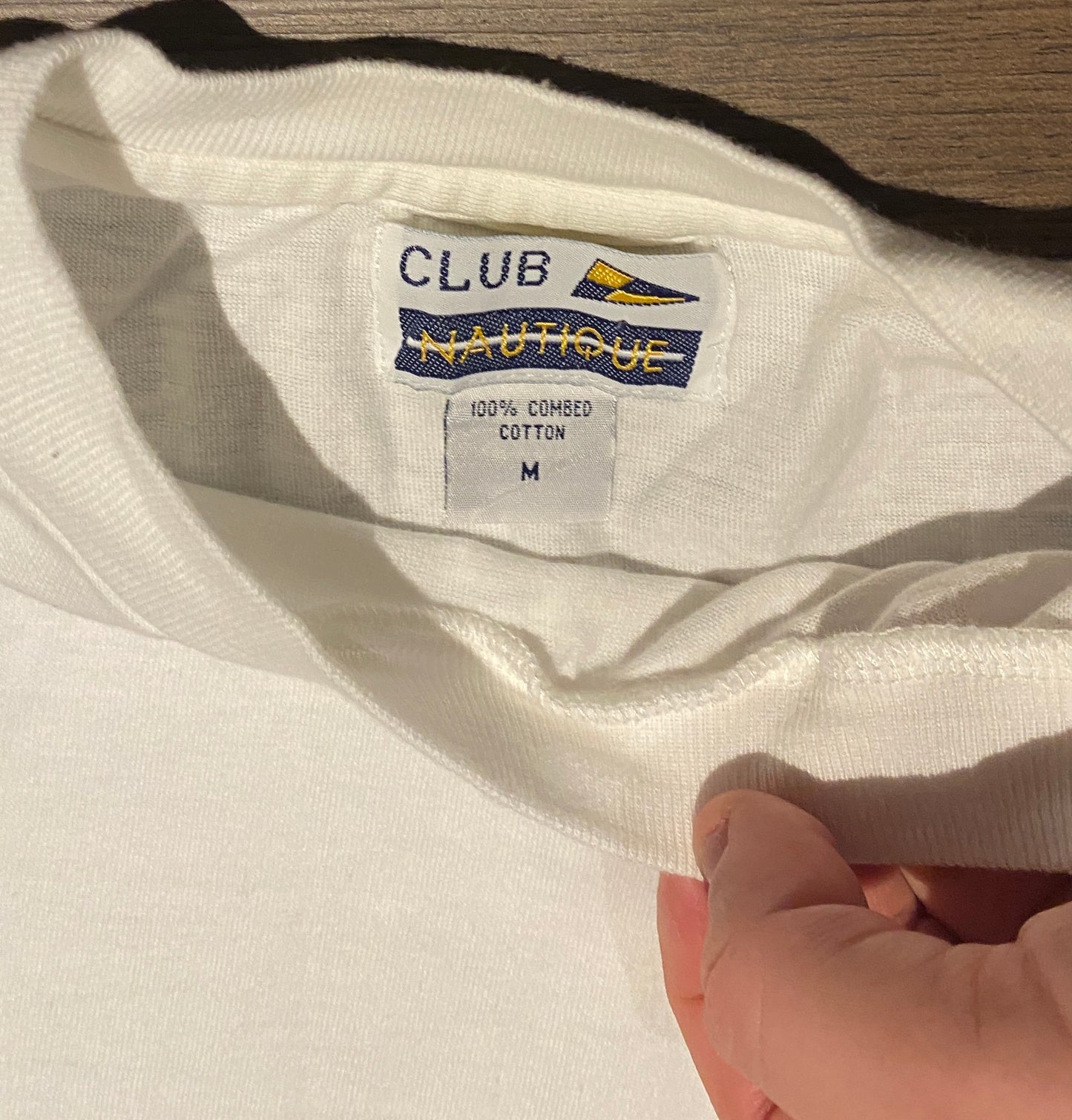 Club Nautique Embroidered Graphic Tee | Size Medium | Vintage 1990s Sailing & Powerboating White T-Shirt |