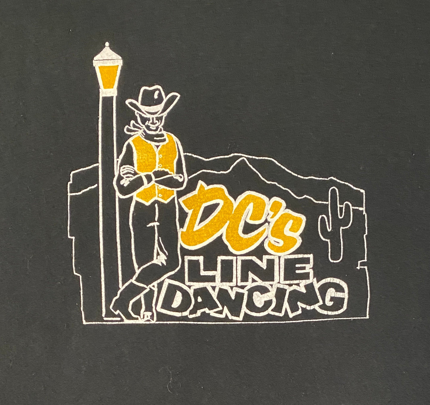 DC's Line Dancing Graphic Tee | Size X-Large | Vintage 1990s Single Stitch Promotional Black T-Shirt | Free Shipping to USA |