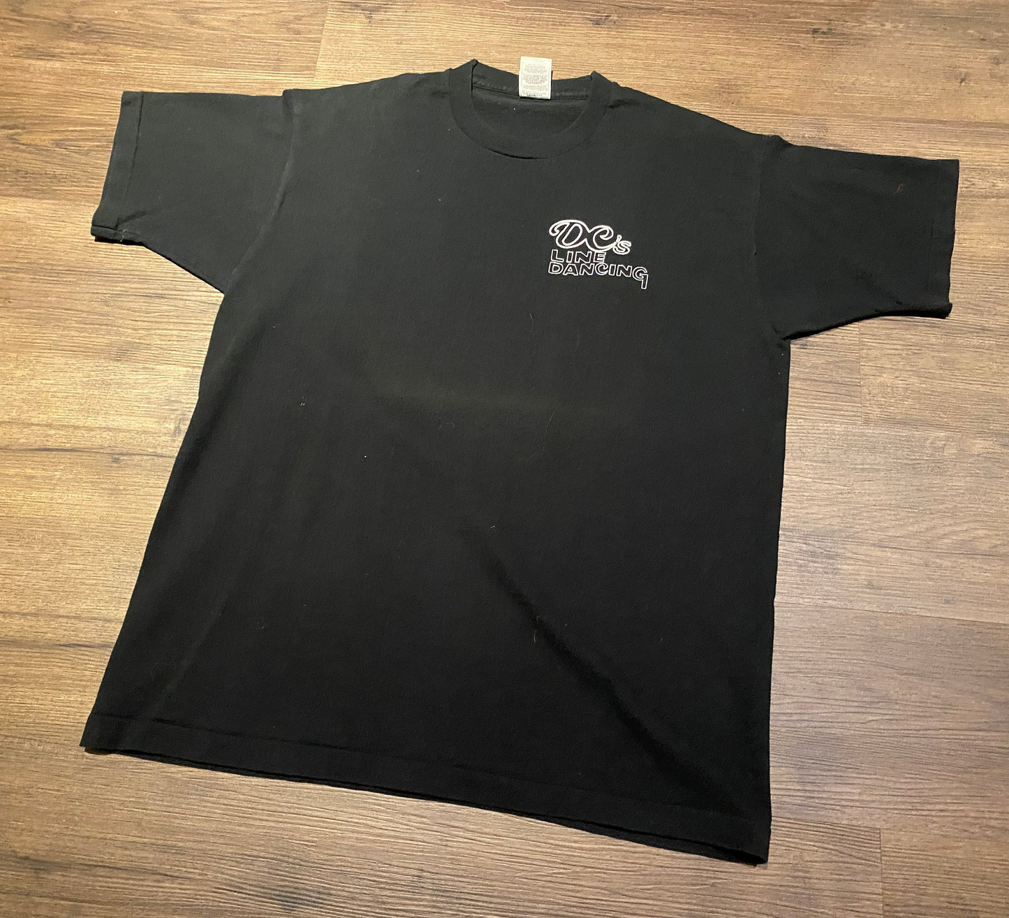 DC's Line Dancing Graphic Tee | Size X-Large | Vintage 1990s Single Stitch Promotional Black T-Shirt | Free Shipping to USA |