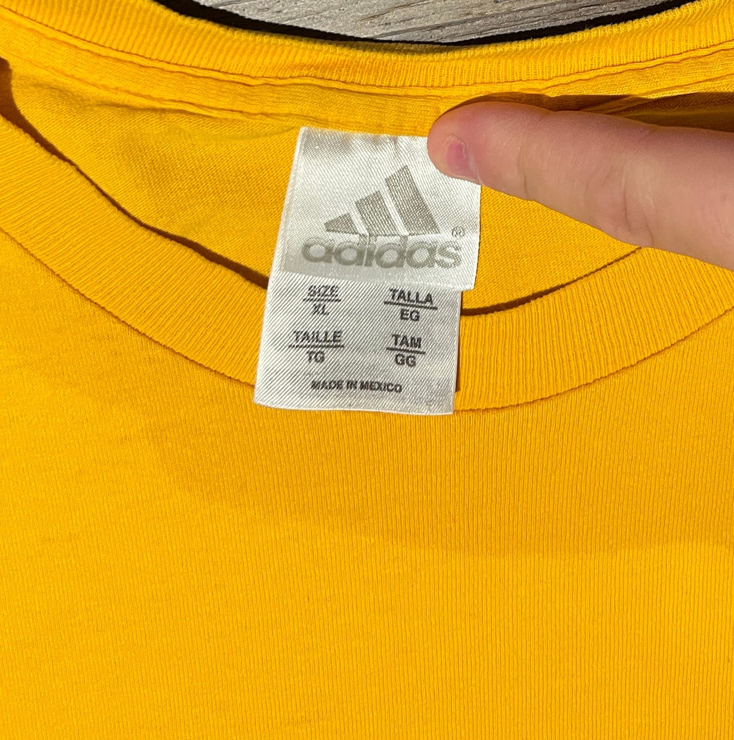 Adidas Established 1949 Graphic Tee | Size XL | Vintage 1990s Adidas Yellow T-Shirt | Made in Mexico | Free Shipping to USA |