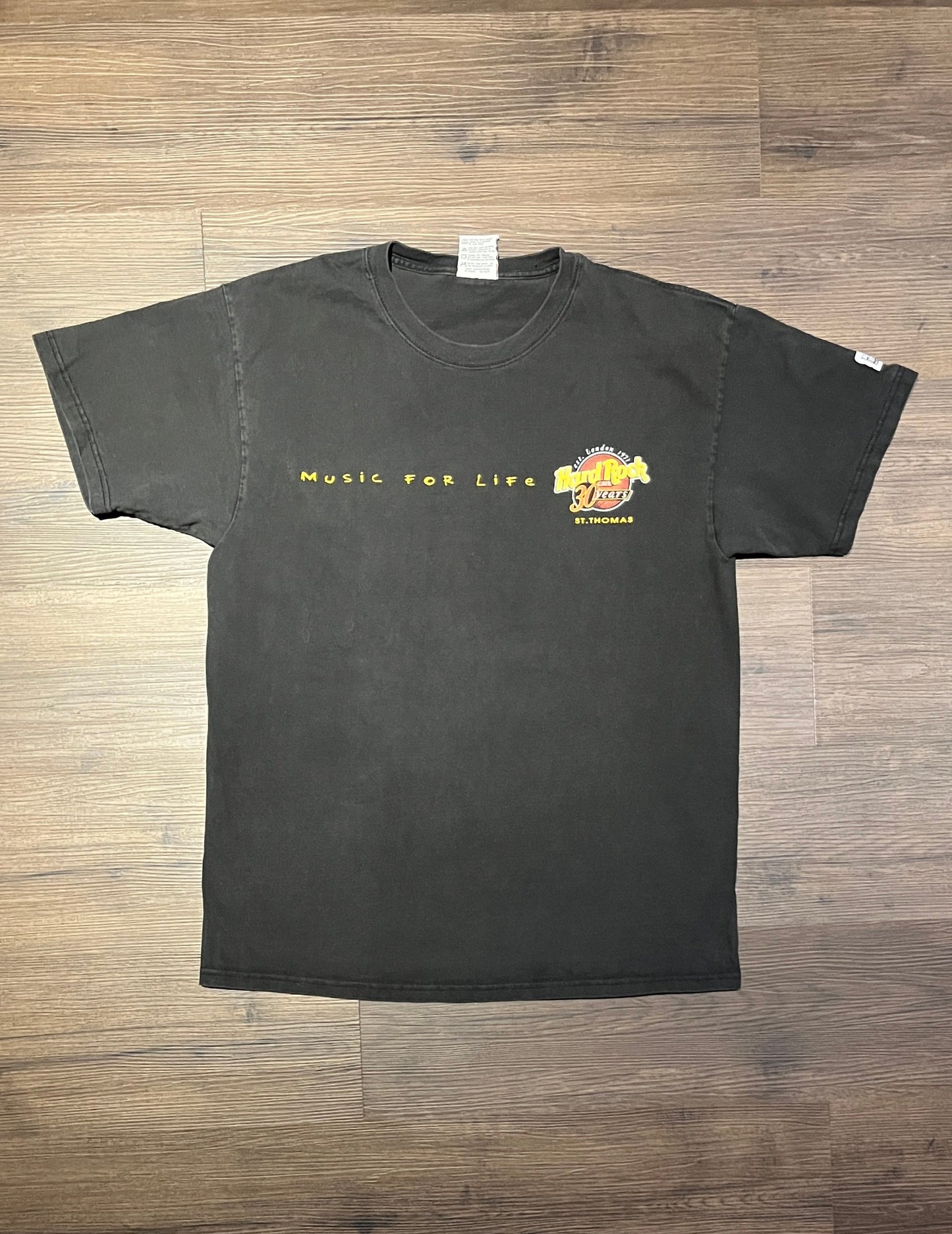 Hard Rock Cafe 30 Years St. Thomas Graphic Tee | Size Large | Vintage 2000s World Tour Promotional Black T-Shirt | Free Shipping to USA |