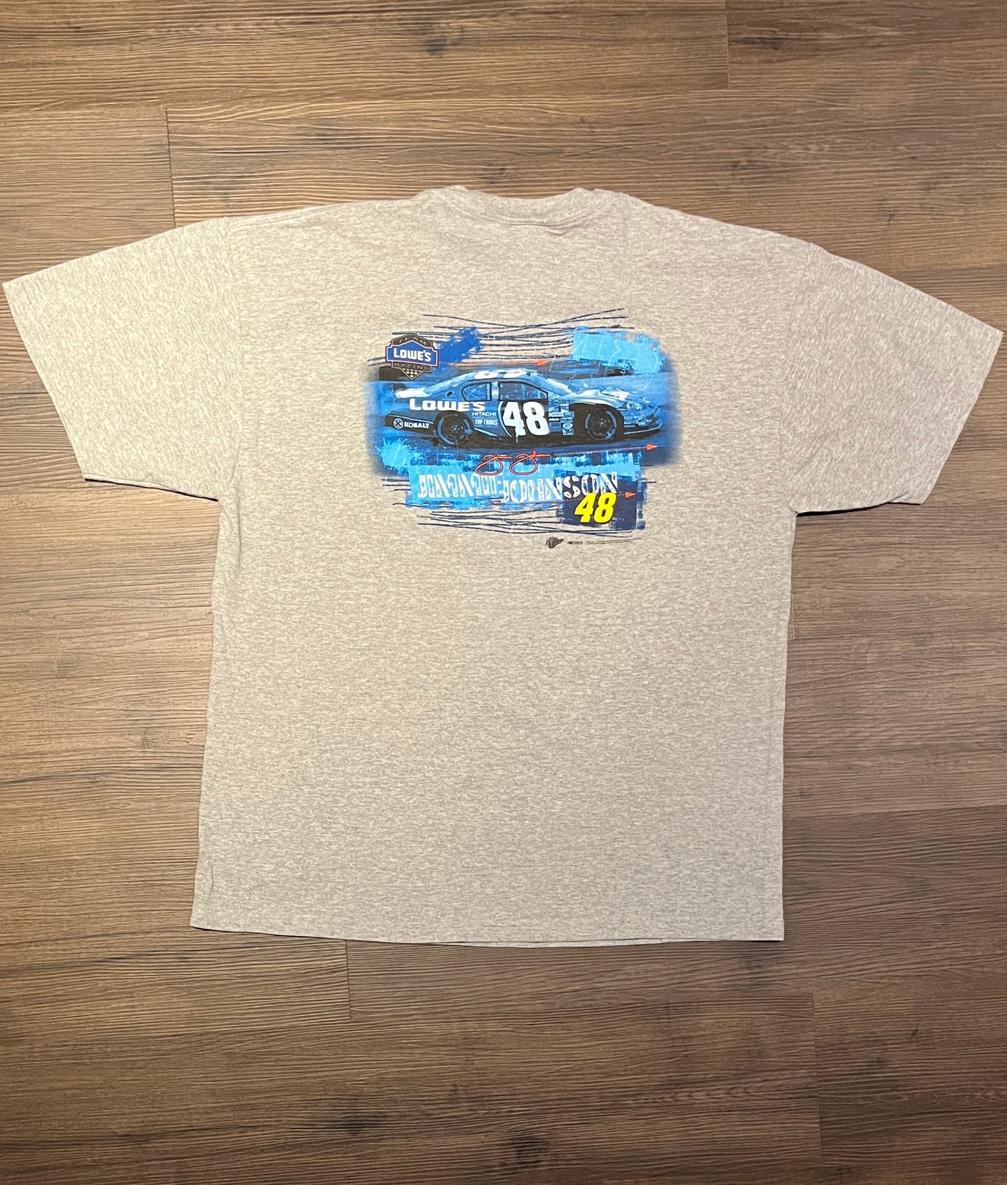 Jimmie Johnson Lowe's Racing NASCAR Racing Graphic Tee | Size X-Large | Vintage 2000s Grey Racing T-Shirt | Free Shipping to USA|