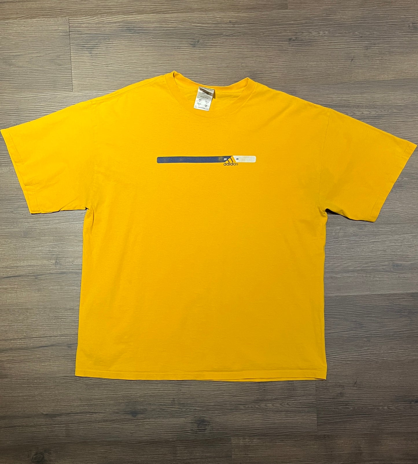 Adidas Established 1949 Graphic Tee | Size XL | Vintage 1990s Adidas Yellow T-Shirt | Made in Mexico | Free Shipping to USA |