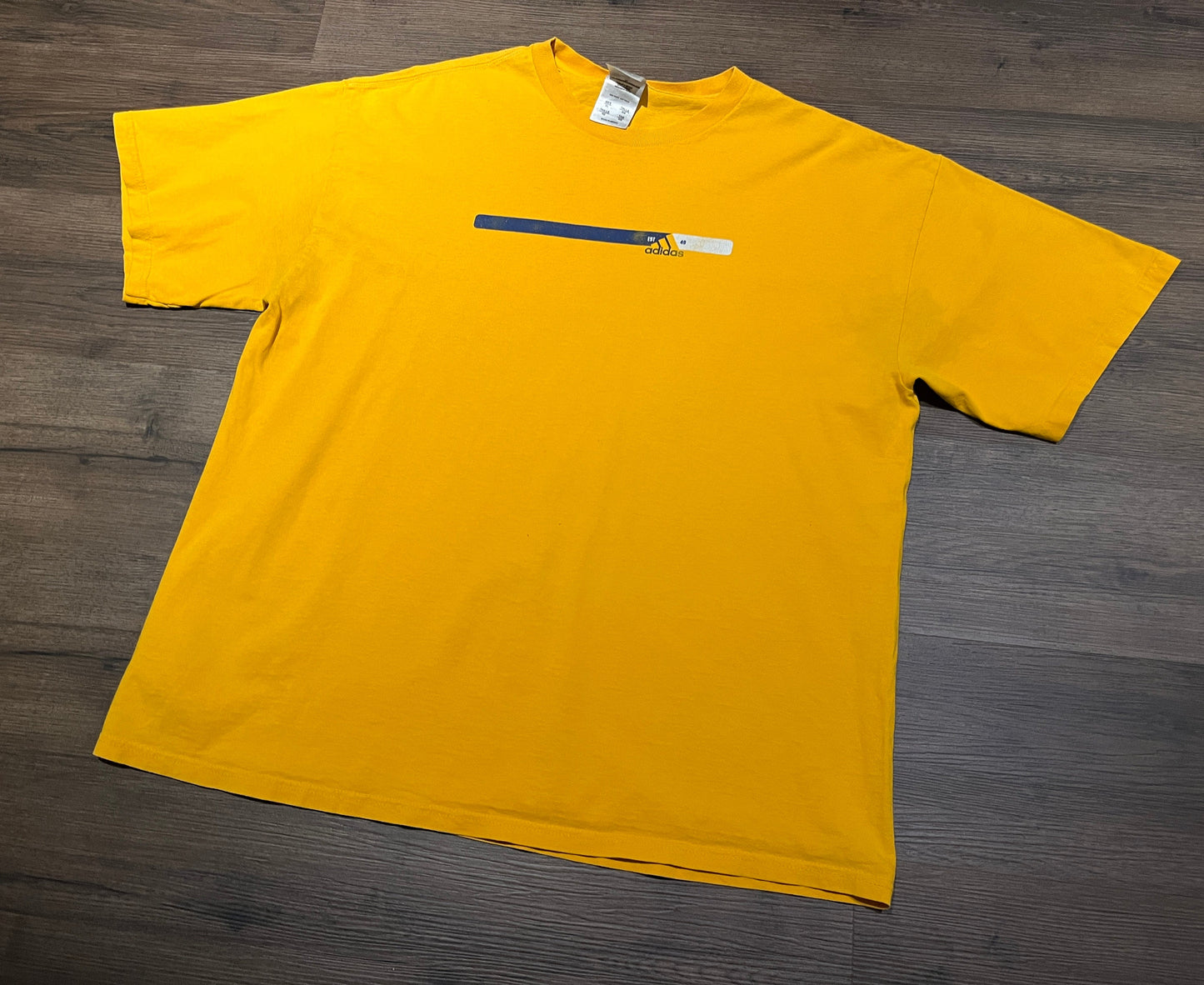 Adidas Established 1949 Graphic Tee | Size XL | Vintage 1990s Adidas Yellow T-Shirt | Made in Mexico | Free Shipping to USA |