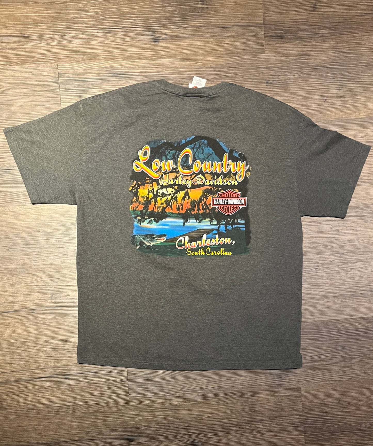 Harley Davidson Charleston, South Carolina Graphic Tee | Size XX-Large | Vintage 2000s Biker Grey T-Shirt | Free Shipping to USA |