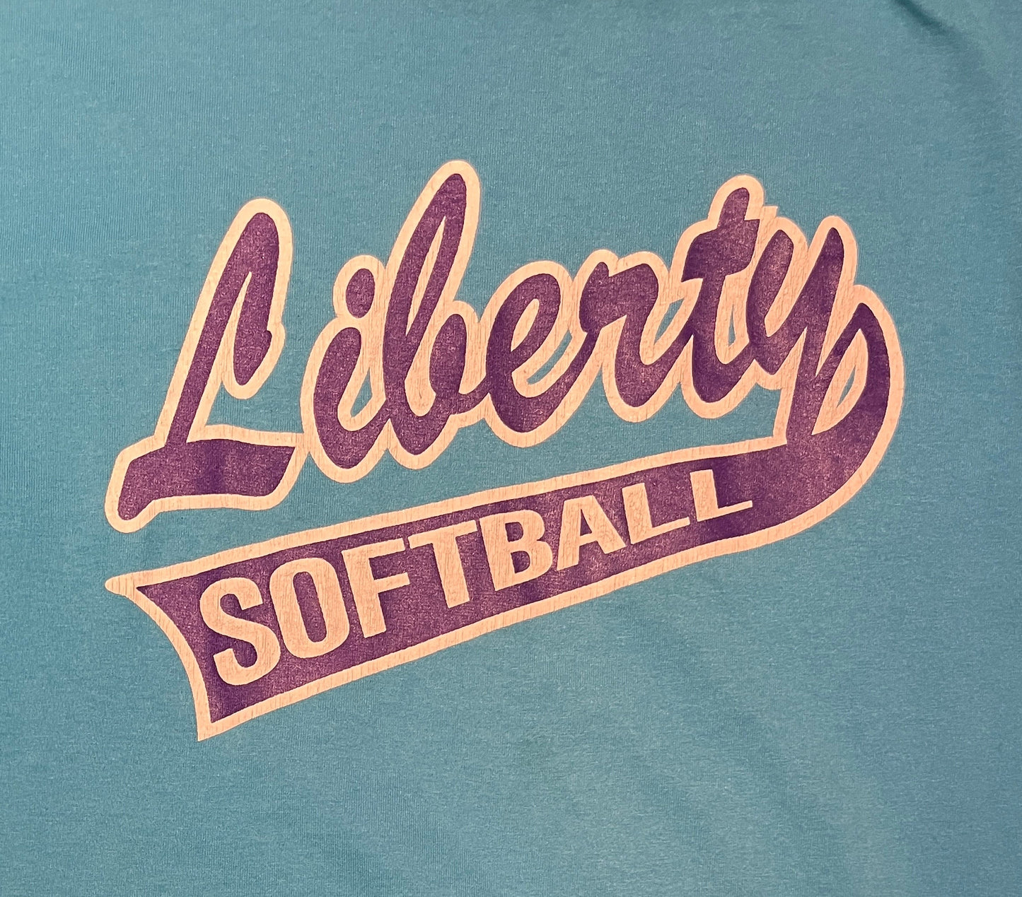 Liberty Flames Softball Graphic Tee | Size XX-Large | Vintage 1990s Single Stitch Blue T-Shirt | Made in USA | Free Shipping to USA |