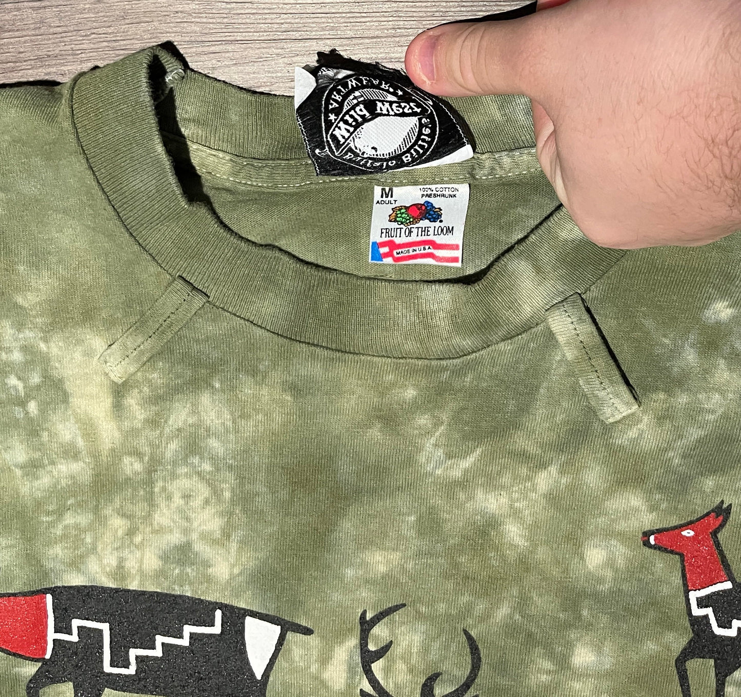 Buffalo Billie's Wild West Artwear Graphic Tee | Size Medium | Vintage 1980s Animal Tie Dye Green T-Shirt | Free Shipping to USA |
