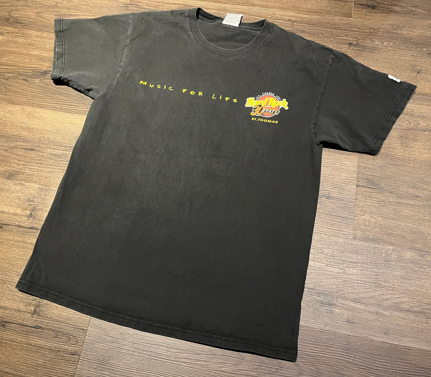 Hard Rock Cafe 30 Years St. Thomas Graphic Tee | Size Large | Vintage 2000s World Tour Promotional Black T-Shirt | Free Shipping to USA |