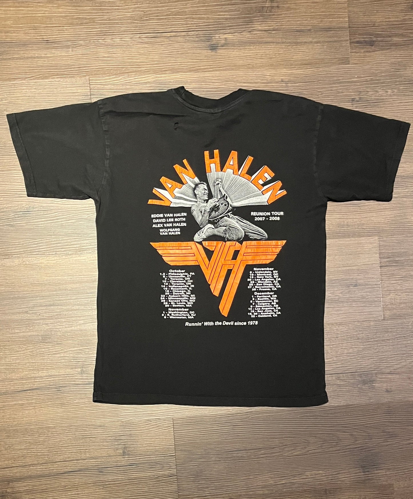 Van Halen Reunion Tour 2007-2008 Graphic Tee | Size Medium | Vintage 2000s Heavy Metal Band Black T-Shirt | Free Shipping to USA |