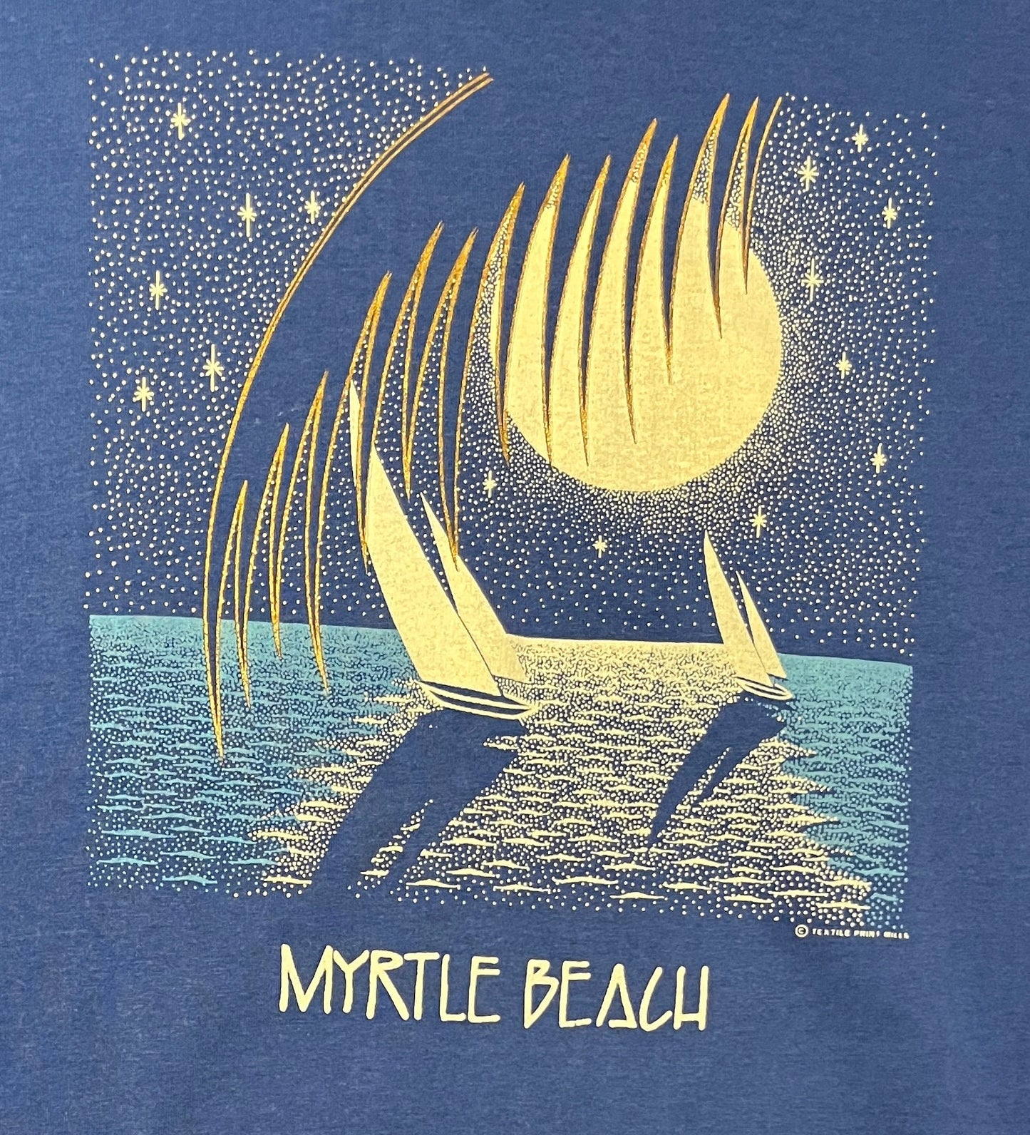 Myrtle Beach Sailboats Graphic Tee | Size X-Large | Vintage 1990s Single Stitch Tourist Blue T-Shirt | Made in USA | Free Shipping to USA |