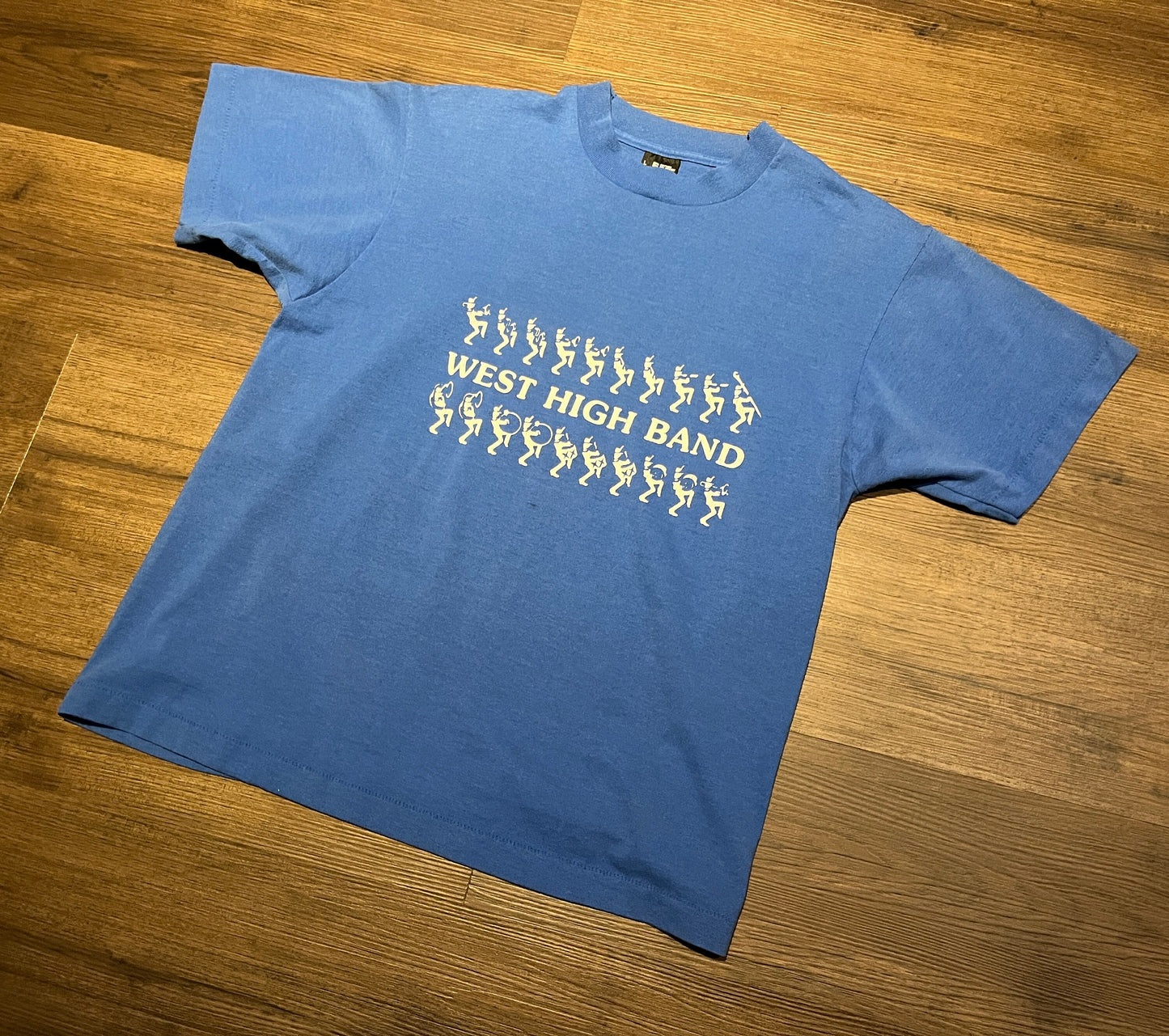 West High Band High School Graphic Tee | Size Large | Vintage 1990s Blue Single Stitch T-Shirt | Made in USA | Free Shipping to USA |