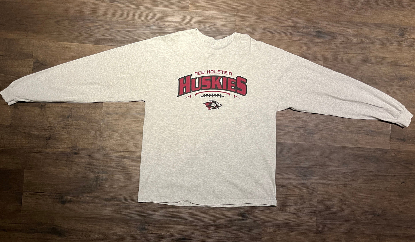 New Holstein Huskies High School Graphic Tee | Size XL | Vintage 1990s Grey T-Shirt | New Holstein, Wisconsin | Free Shipping to USA|