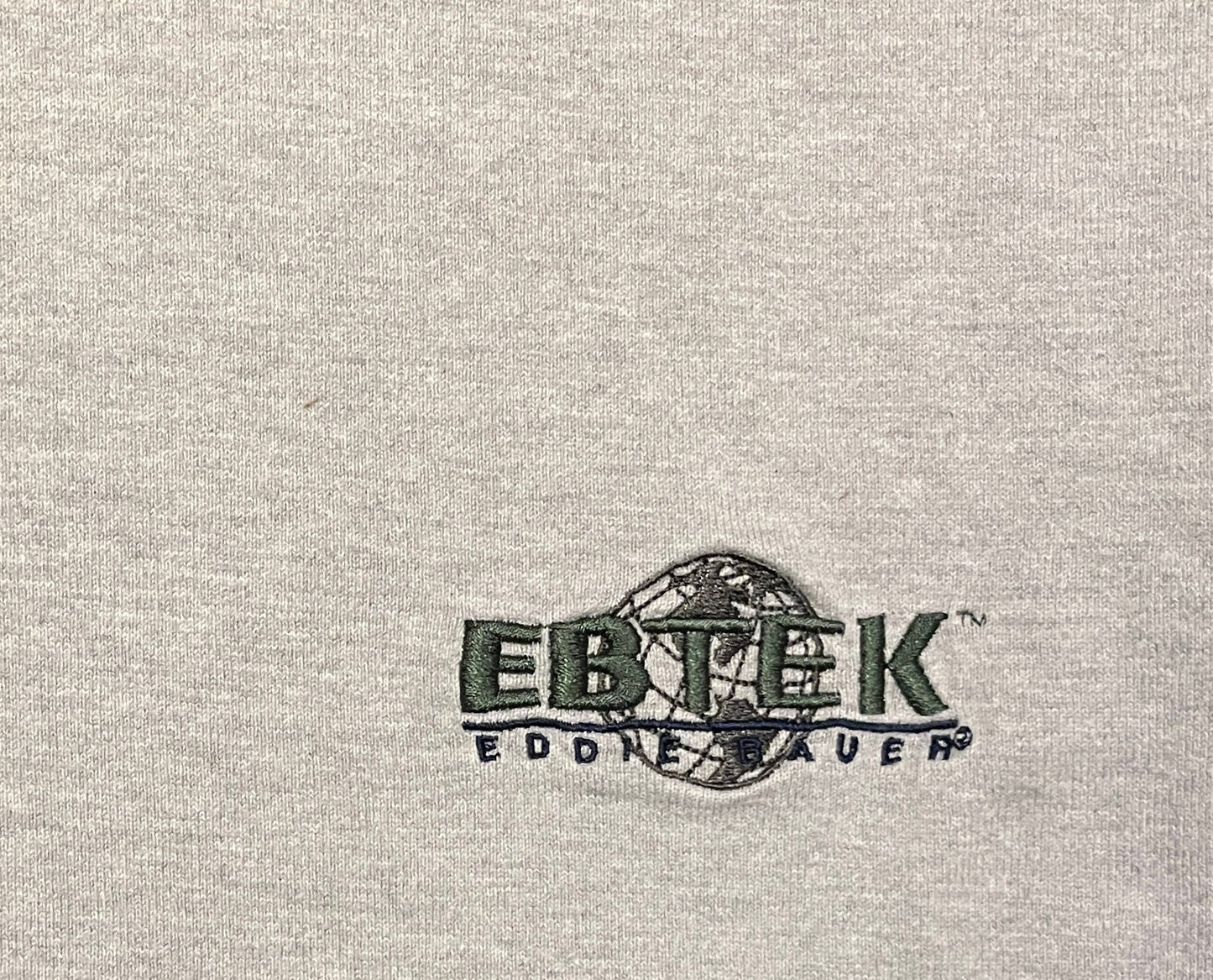 Ebtek Eddie Bauer Embroidered Graphic Tee | Size Large | Vintage 2000s Branded Promotional Grey T-Shirt |