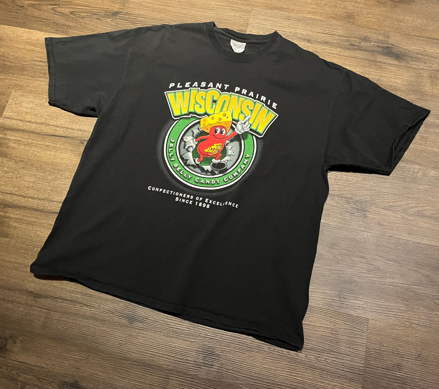 Wisconsin Jelly Belly Candy Company Graphic Tee | Size X-Large | Vintage 2000s Promotional Tourist Black T-Shirt | Free Shipping to USA |