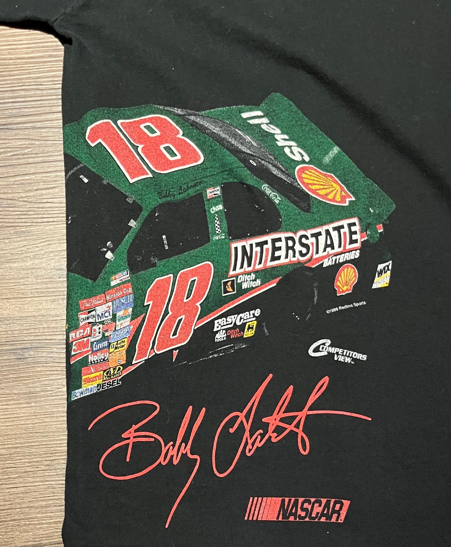 Bobby Labonte NASCAR Racing Graphic Tee | Size Large | Vintage 1990s Black & Green Racing T-Shirt | Double Sided | Free Shipping to USA |